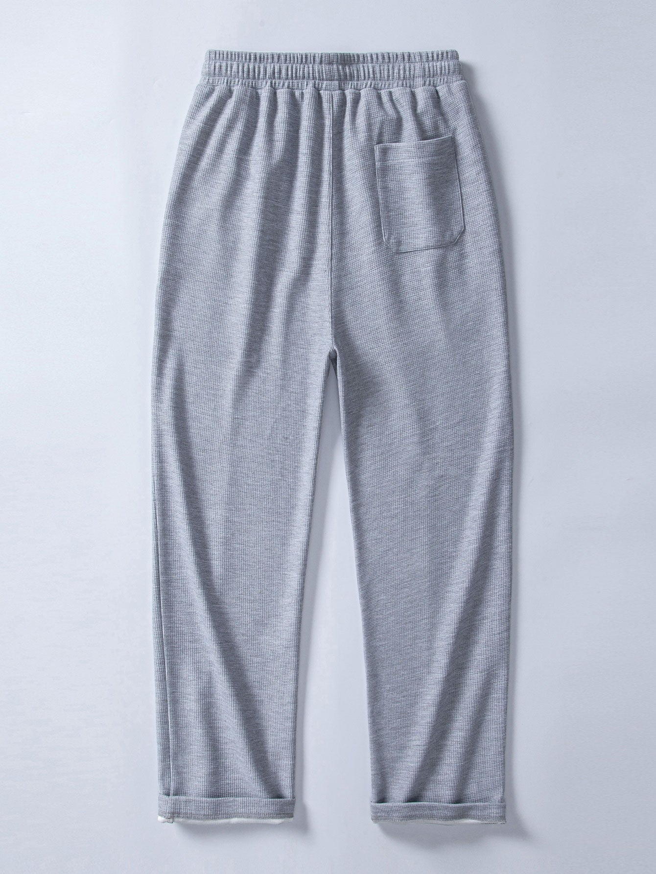 2 In 1 Waffle Notched Collar Sweatshirt & Waffle Pleated Pintuck Straight Leg Pants