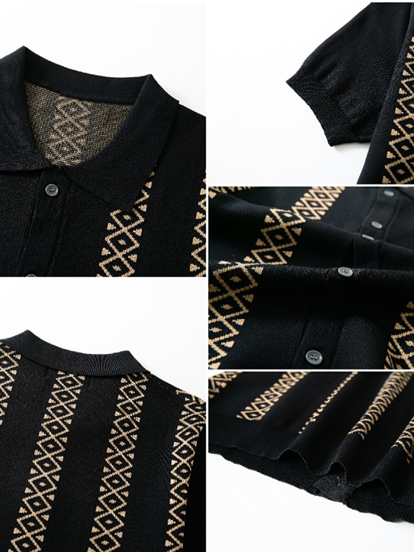 Geometric Knit Shirt & Slim Fit Tapered Trousers