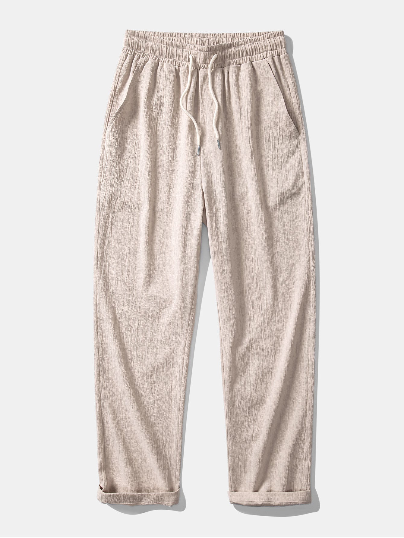 Crinkled Textured Button Up Shirt & Straight Leg Pants