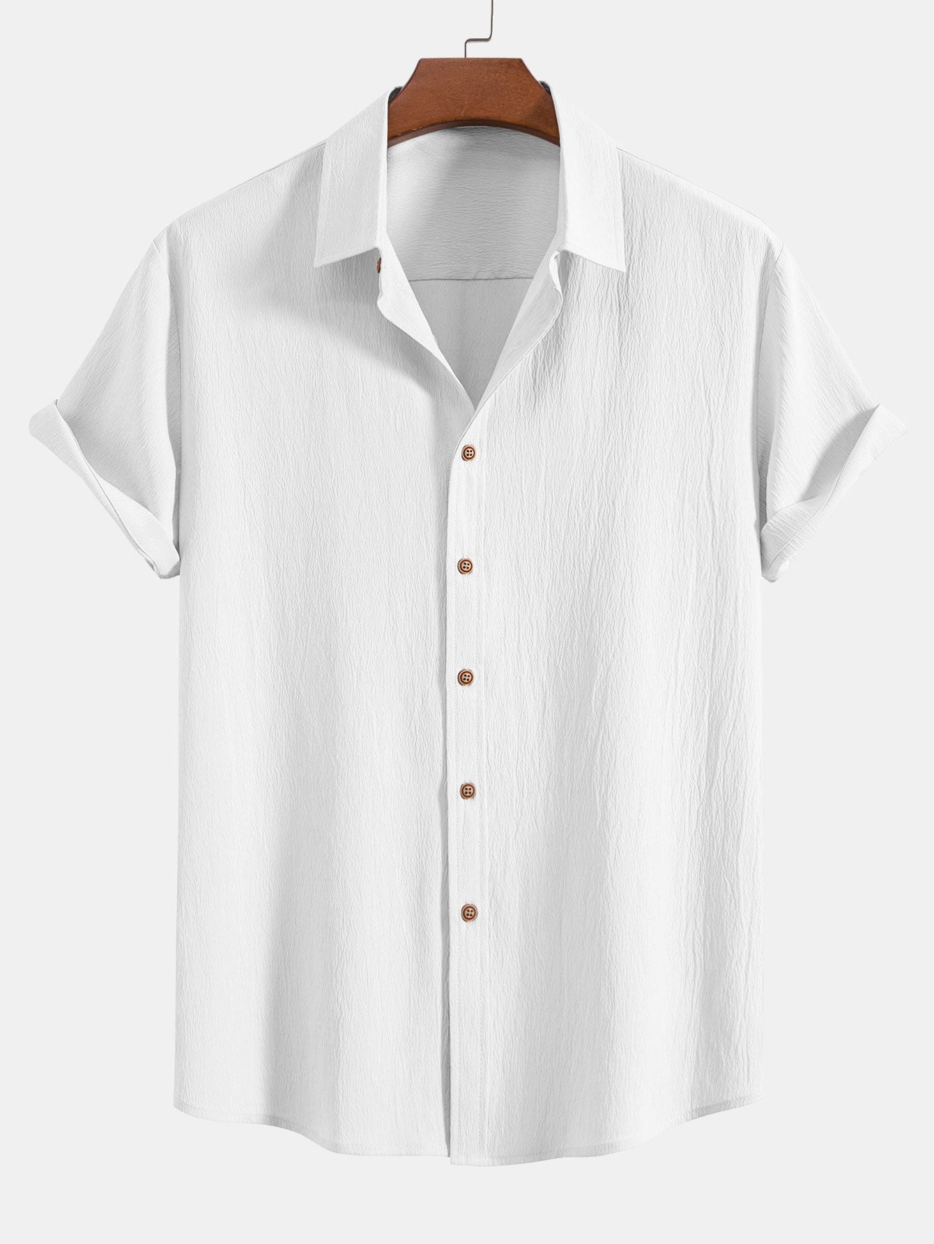 Crinkled Textured Button Up Shirt & Straight Leg Pants