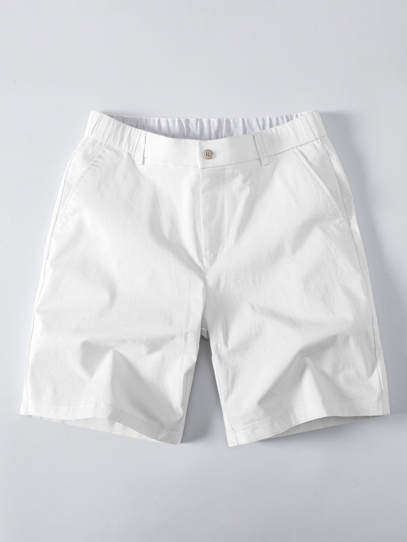 Contrast Trim Zipper Knit Polo Shirt & Elastic Waist Chino Shorts