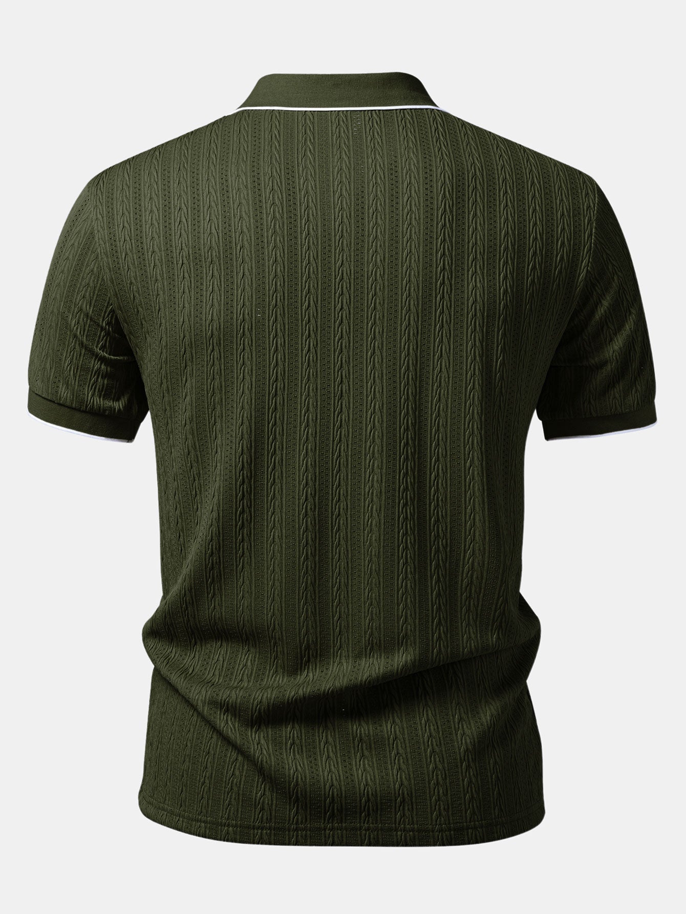 Geometric Jacquard Johnny Collar Polo & Elastic Waist Chino Shorts