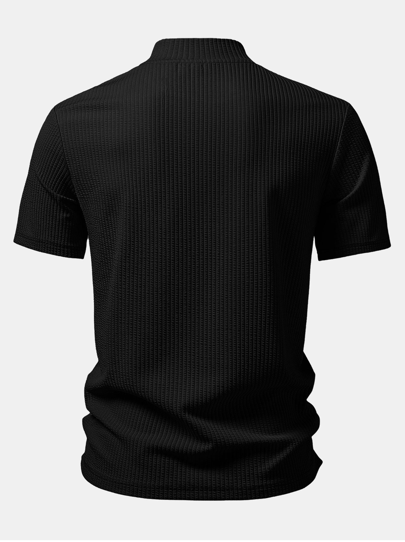 Ribbed Mock Neck T-Shirt & Drawstring Ribbed Shorts