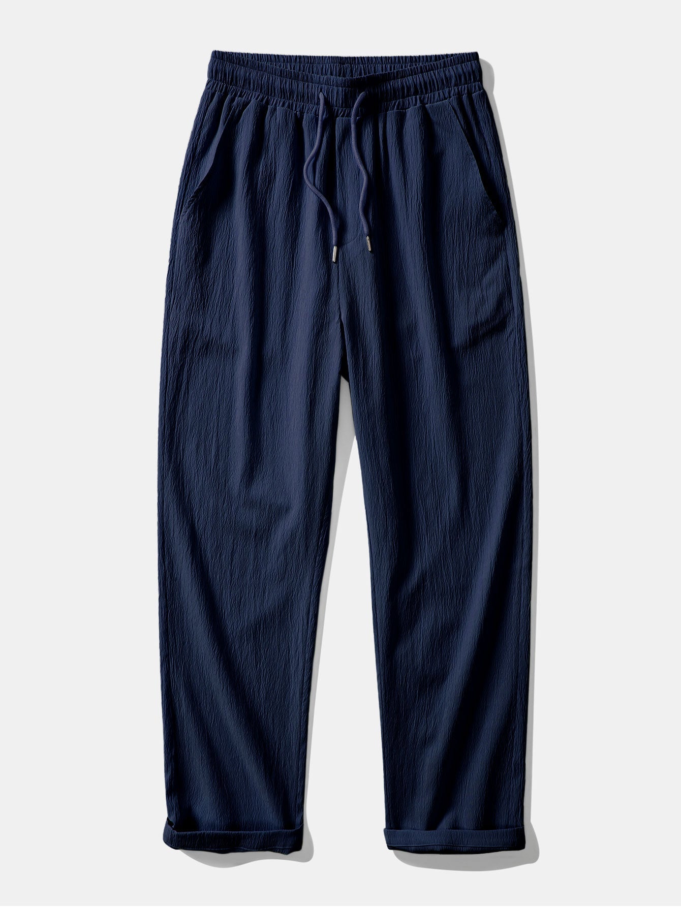 Crinkled Textured Button Up Shirt & Straight Leg Pants