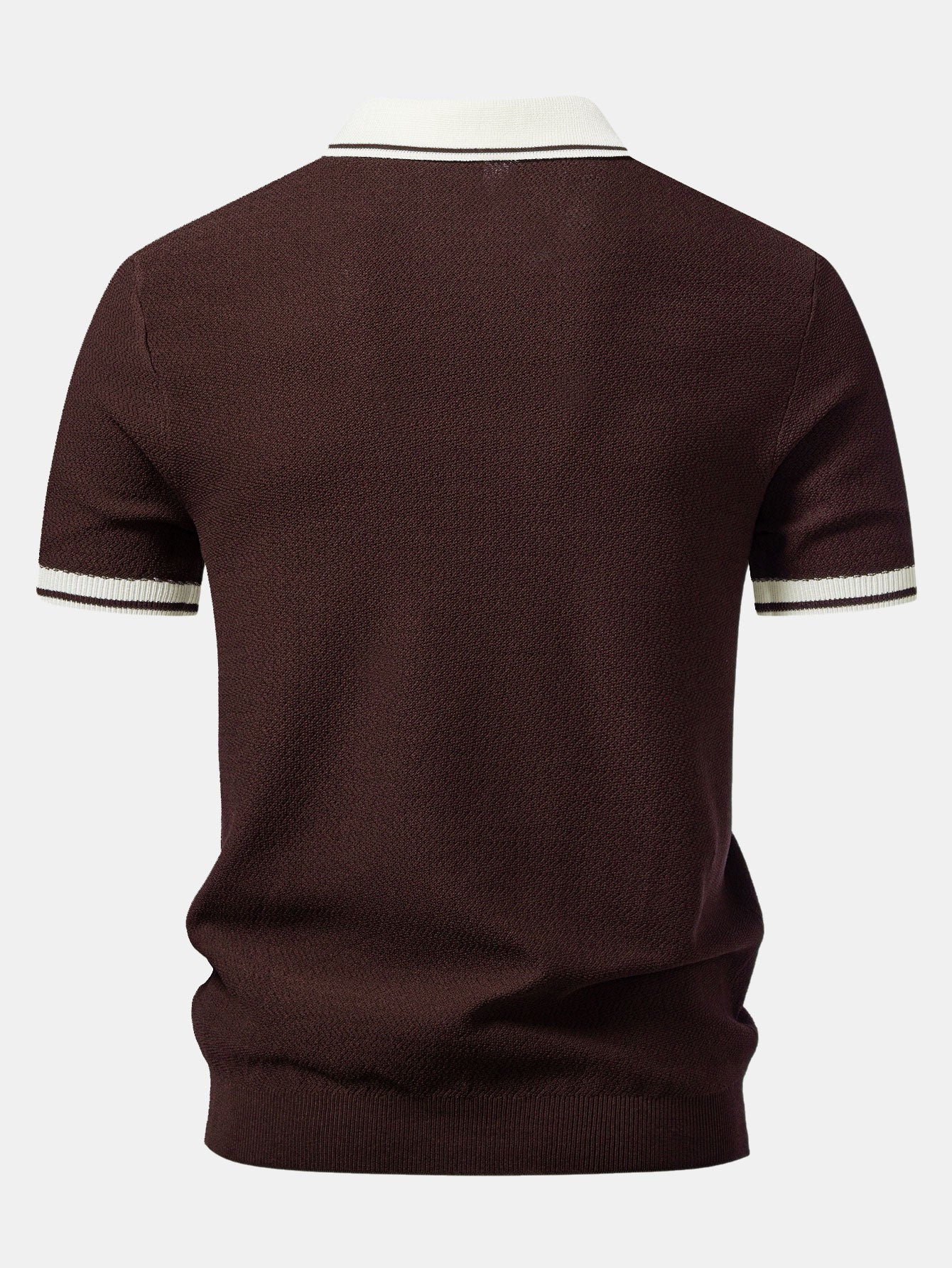 Contrast Zipper Knit Polo & Slim Fit Tapered Trousers