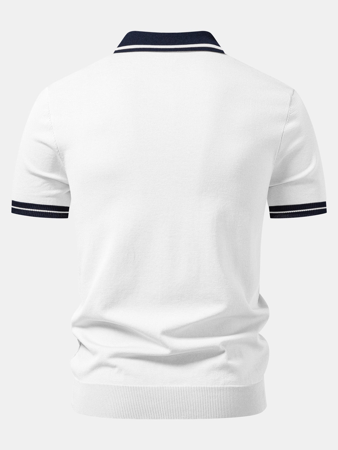 Contrast Trim Zipper Knit Polo & Slim Fit Tapered Trousers
