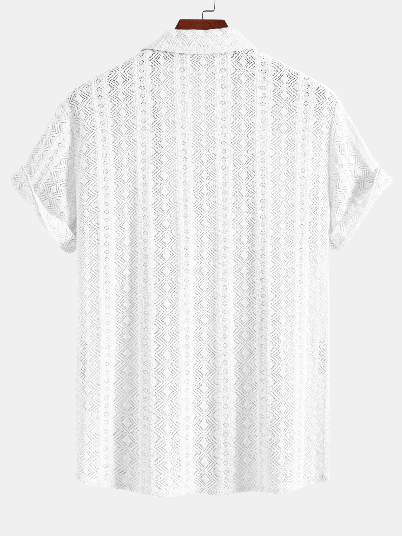 Geometric Jacquard Cuban Shirt & Crinkle Textured Drawstring 5" Shorts