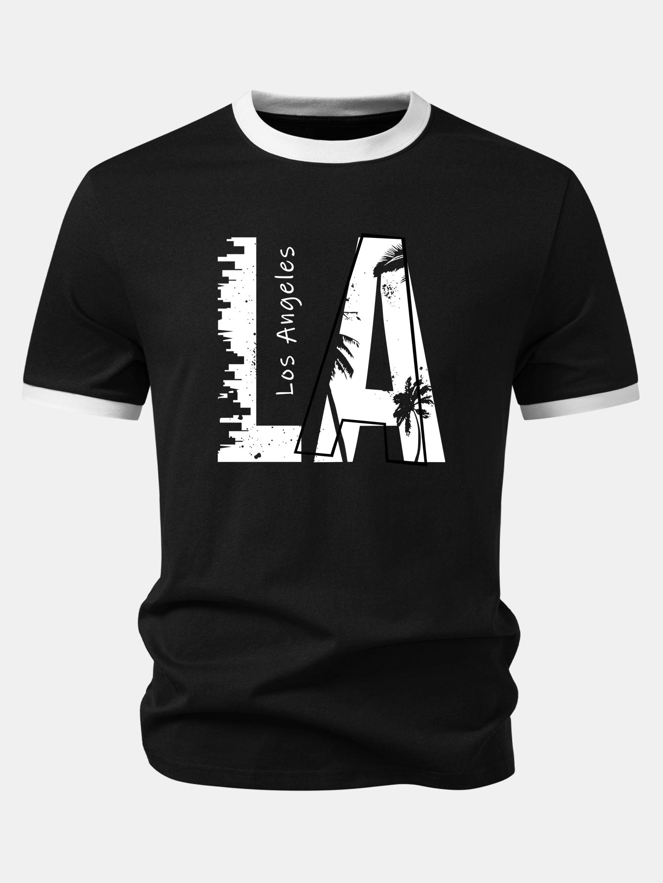 Los Angeles Print Contrast Ringer T-Shirt & Swim Shorts