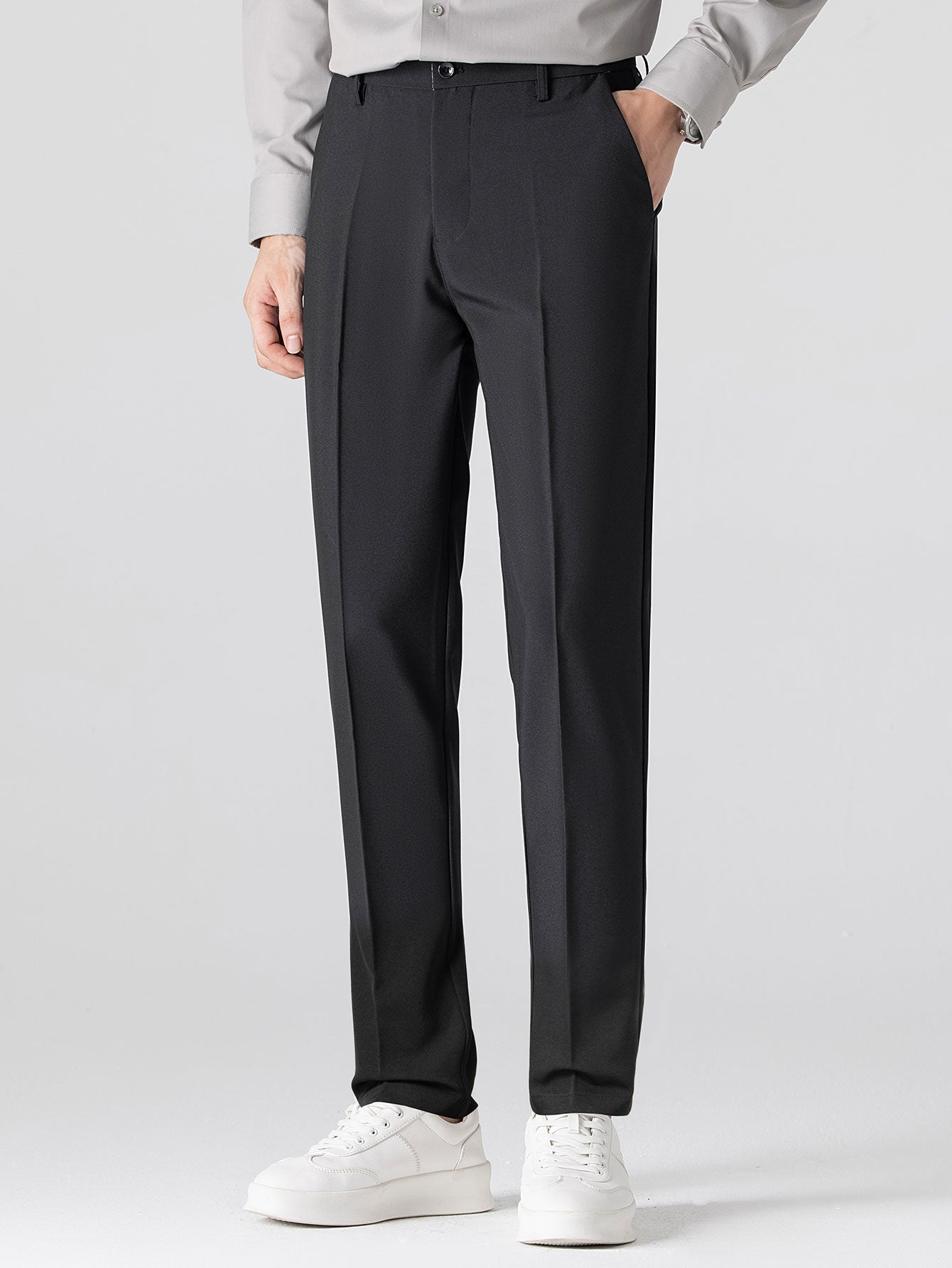 Contrast Trim Twisted Jacquard Knit Polo & Slim Fit Tapered Trousers