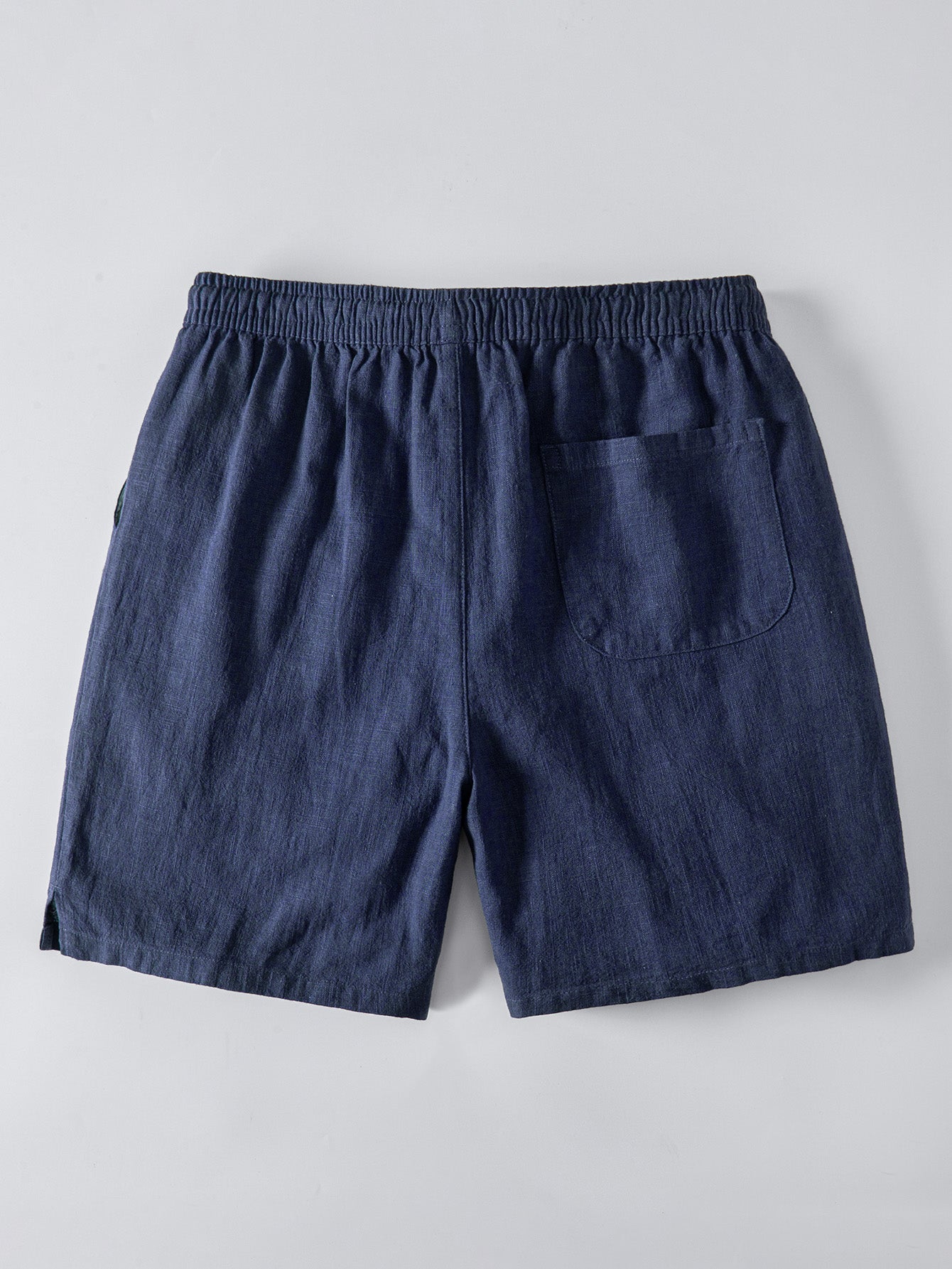 Short Sleeve Linen Look Stand Collar Shirt & Linen Blend Drawstring 7" Shorts