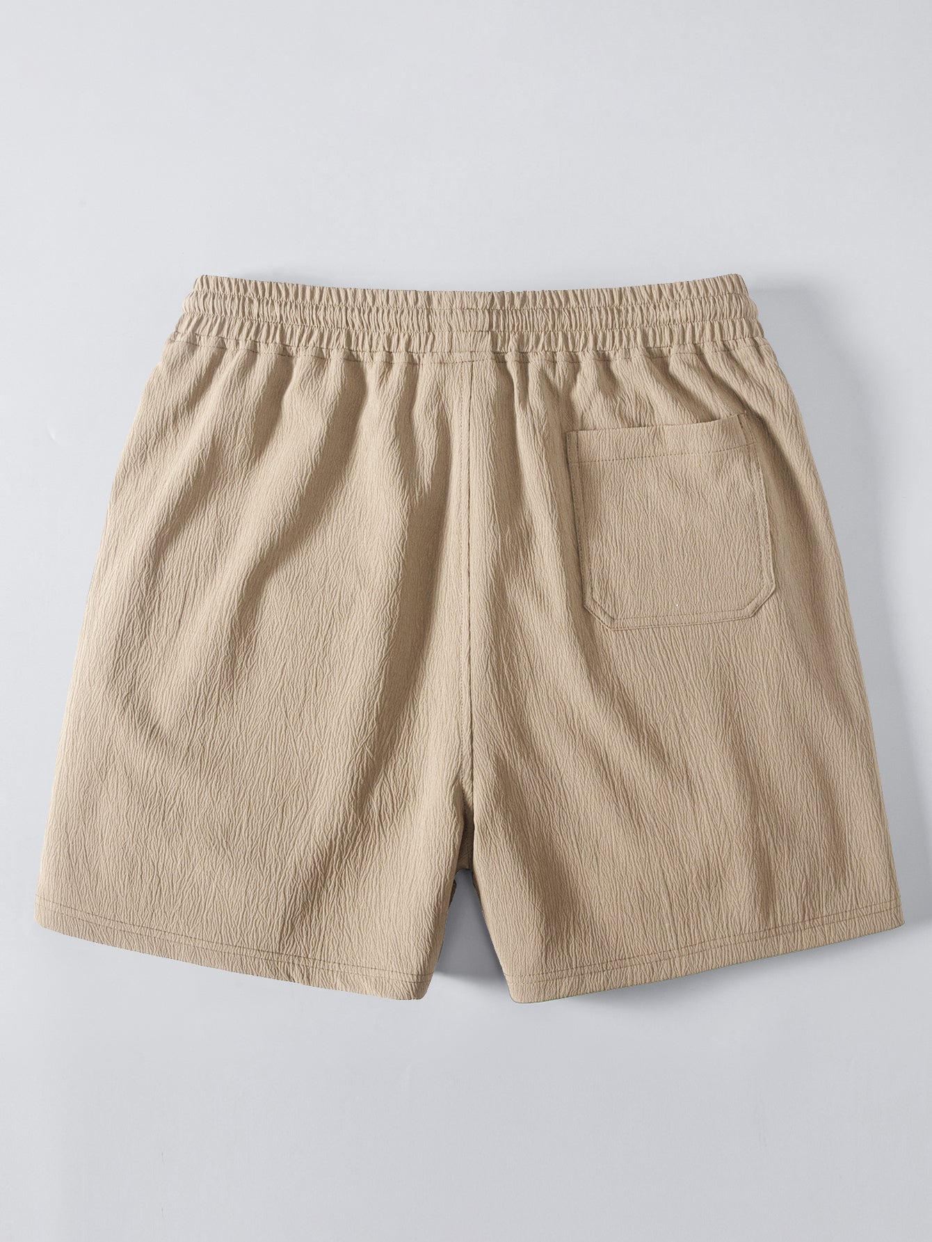 Crinkle Textured Contrast Cuban Shirt & Drawstring 5" Shorts