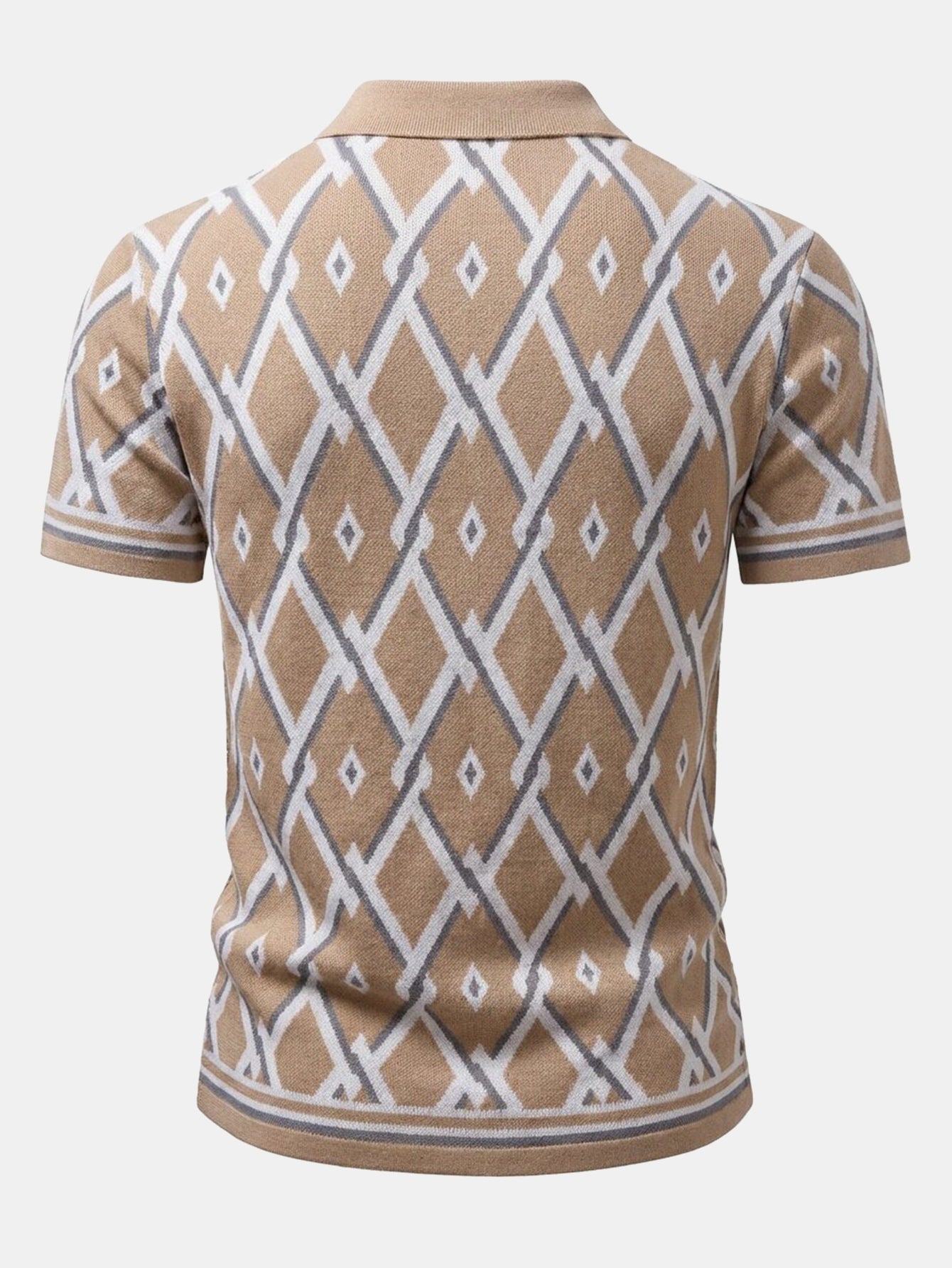 Retro Rhombus Geometric Knit Shirt & Slim Fit Tapered Trousers
