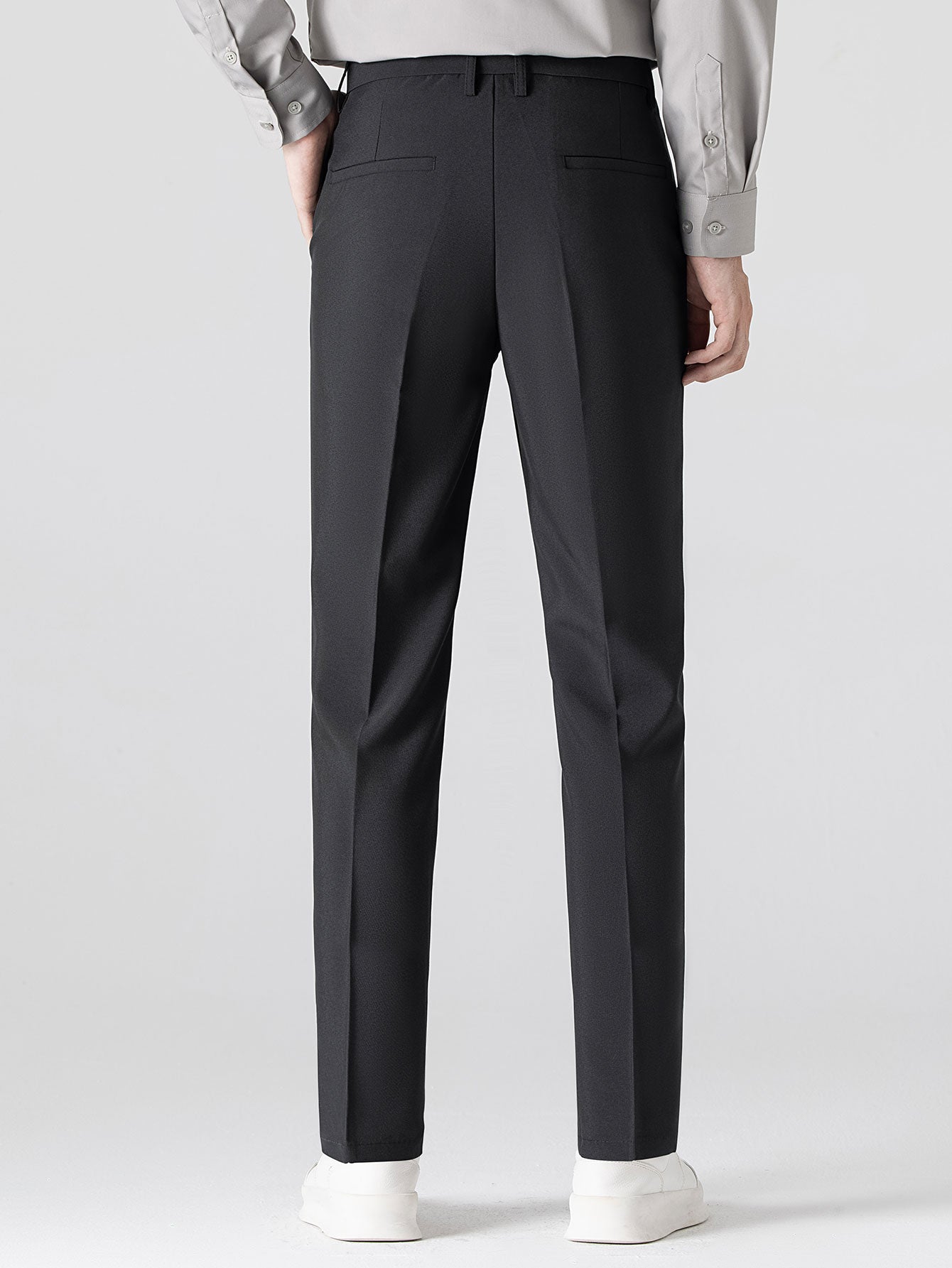 Short Sleeve Linen Look Stand Collar Shirt & Slim Fit Tapered Trousers