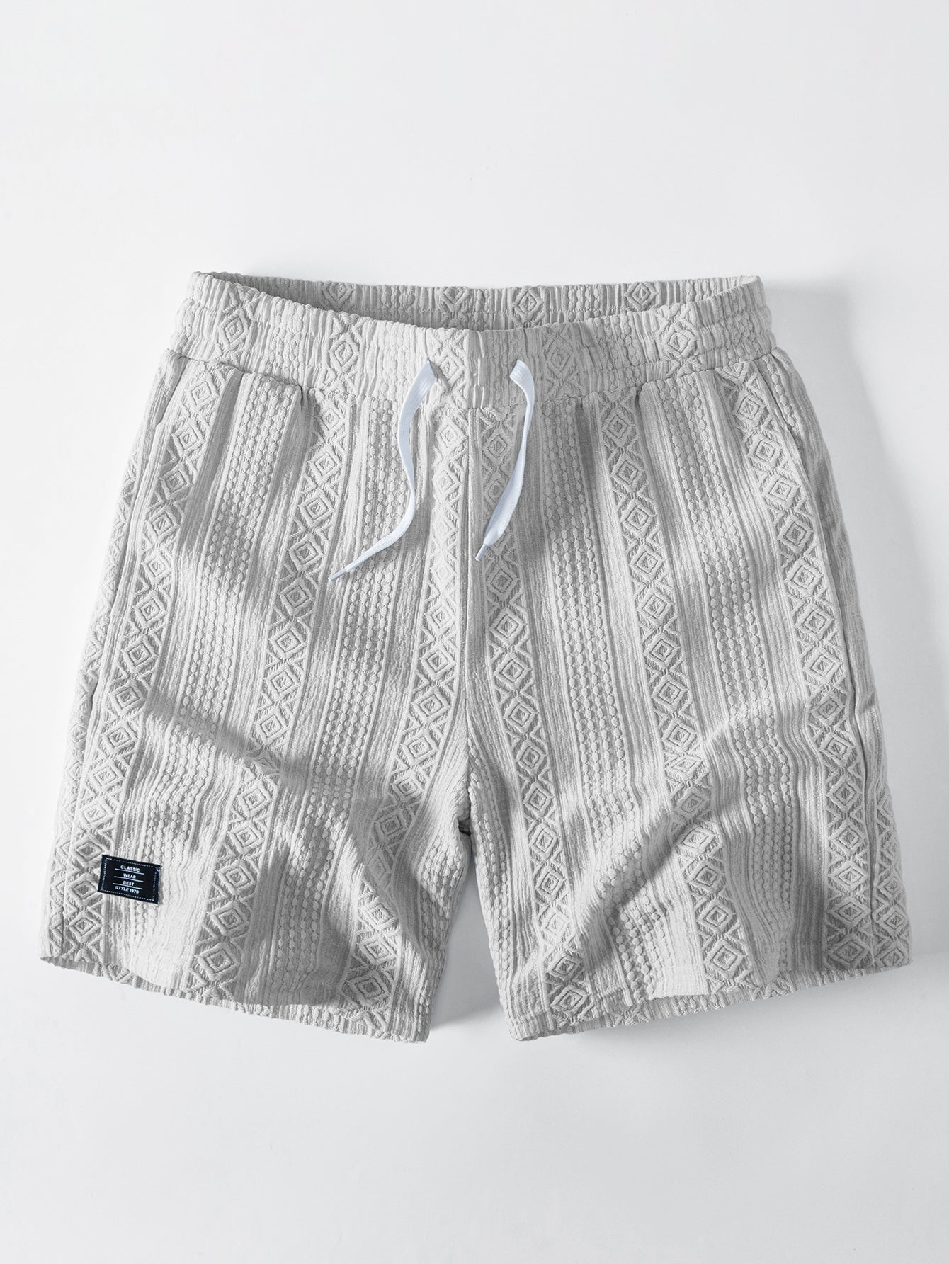Geometry Jacquard Button Up Shirt & Drawstring 8" Shorts Set