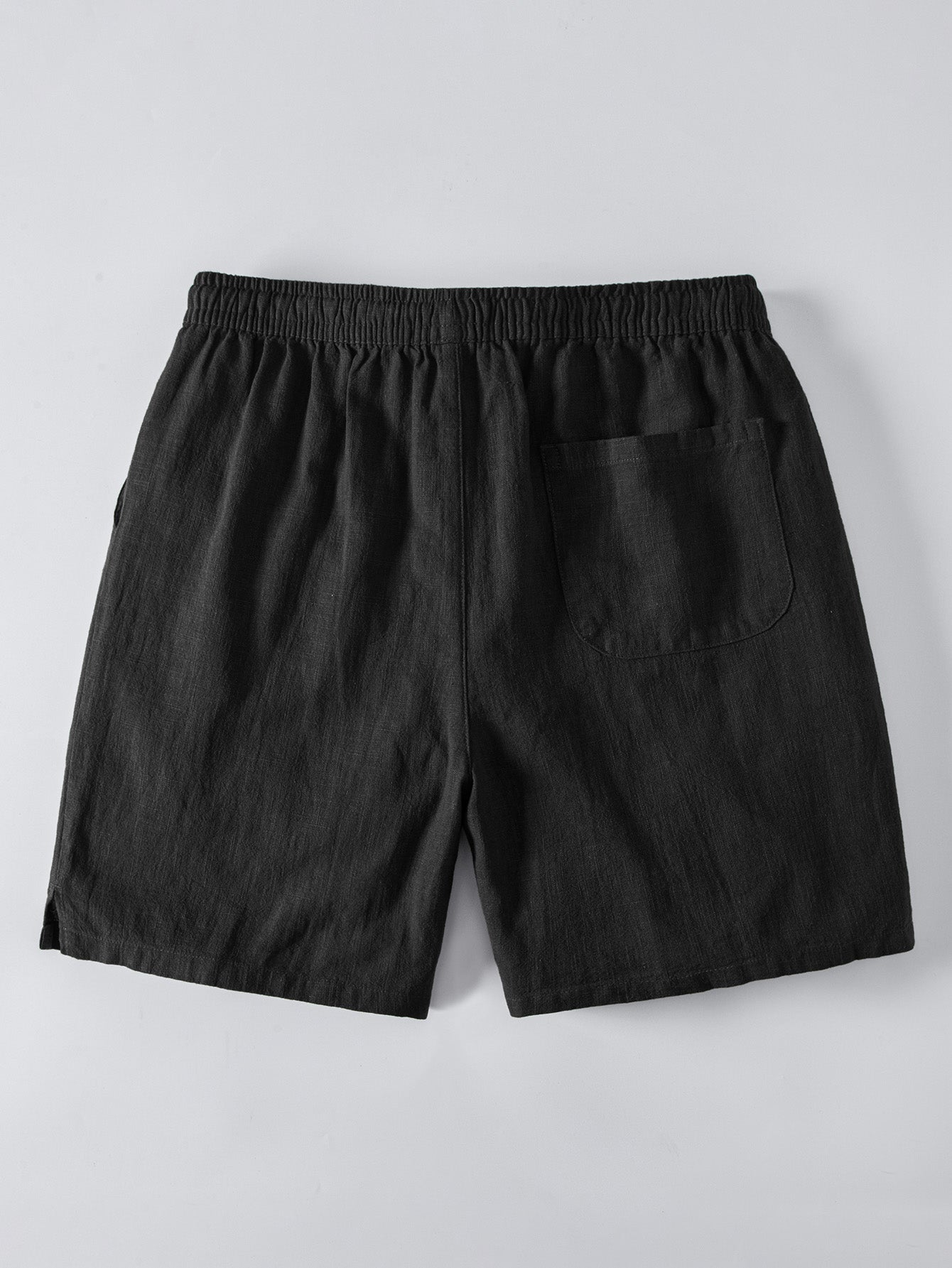 Geometry Rhombus Jacquard Button Up Shirt & Linen Blend Drawstring 7" Shorts