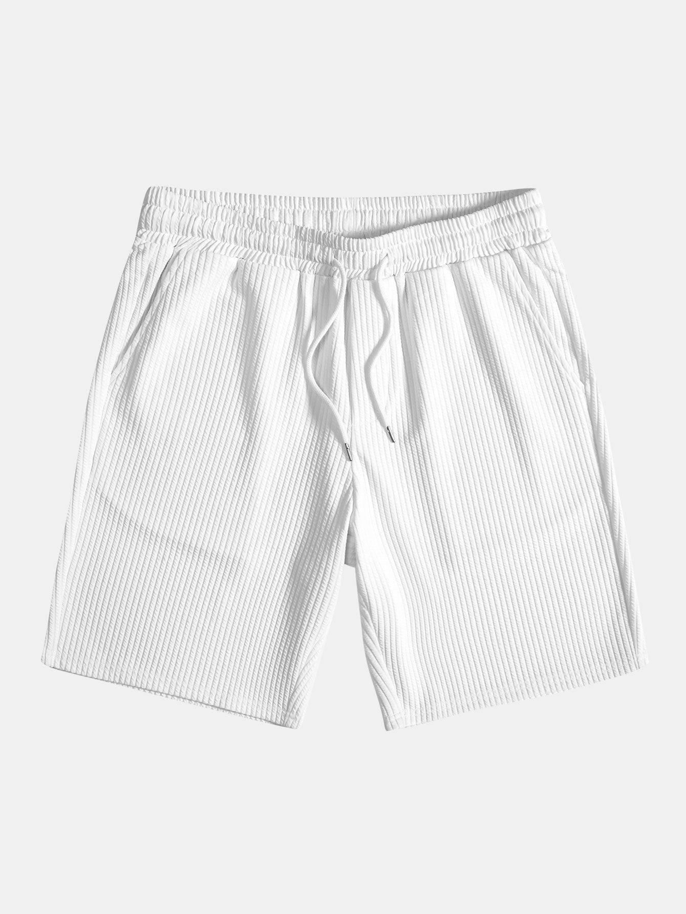 Ribbed Mock Neck T-Shirt & Drawstring Ribbed Shorts