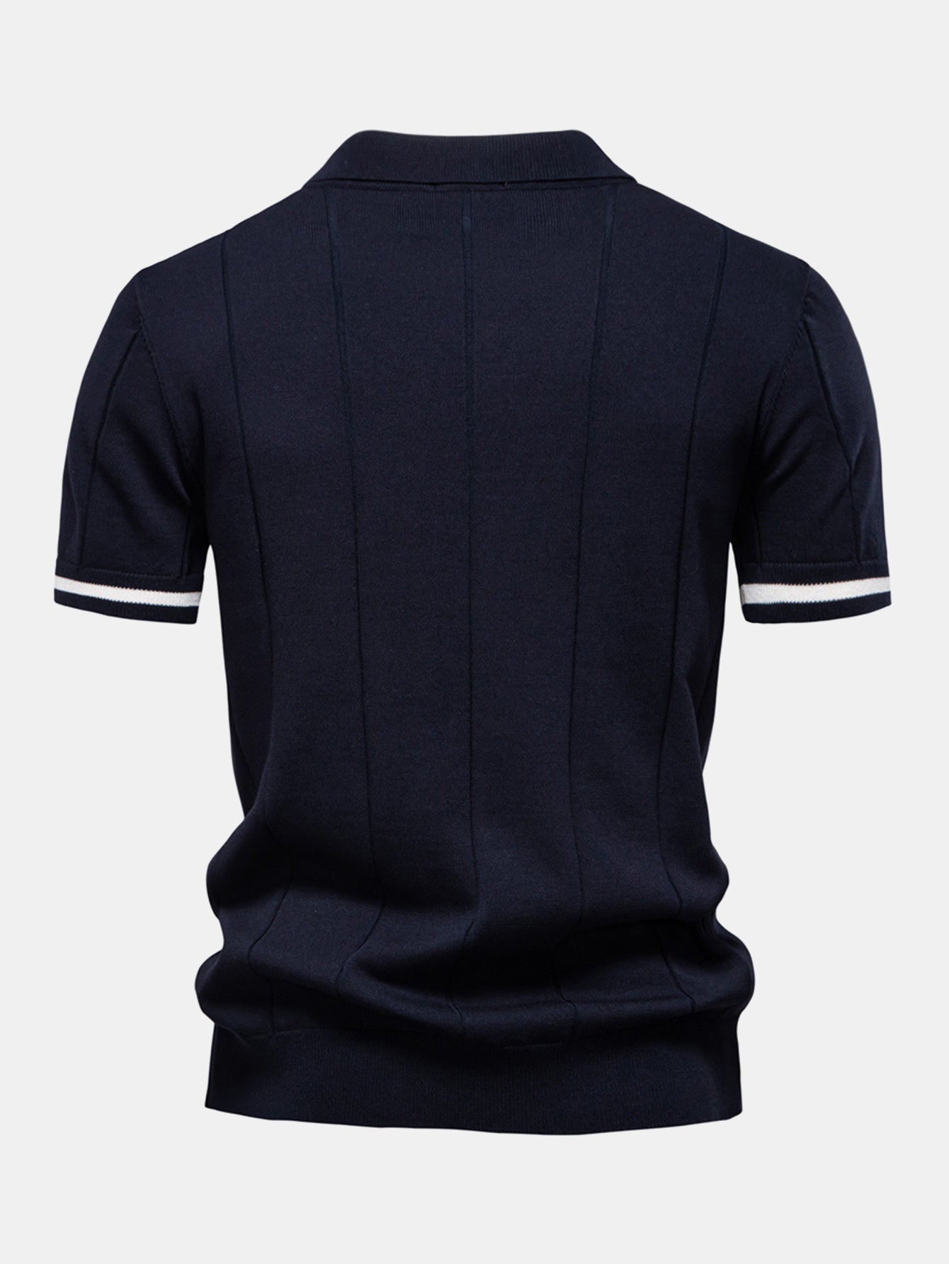 Contrast Trim Zipper Knit Polo Shirt & Elastic Waist Chino Shorts