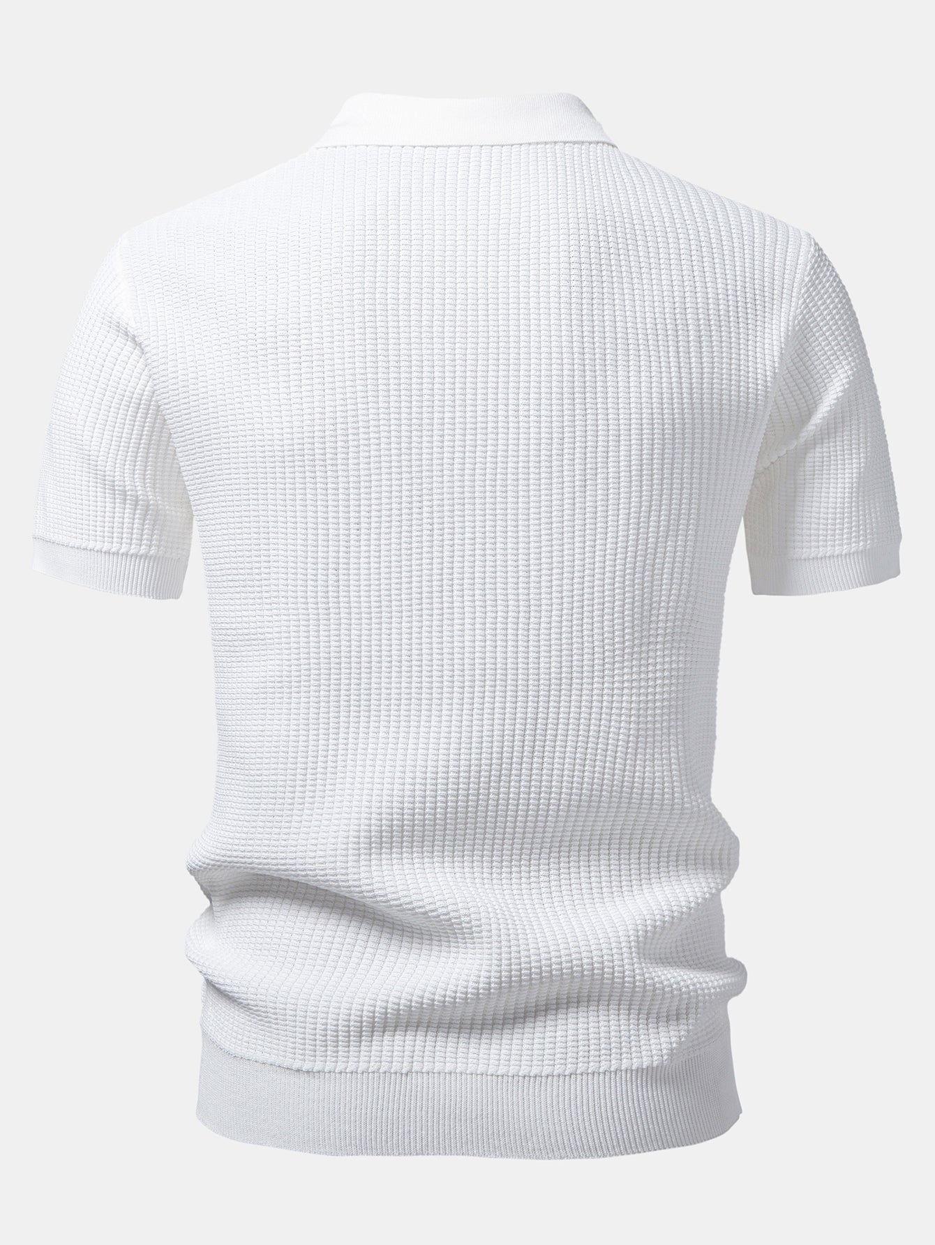 Stripe Johnny Collar Knit Polo & Slim Fit Tapered Trousers