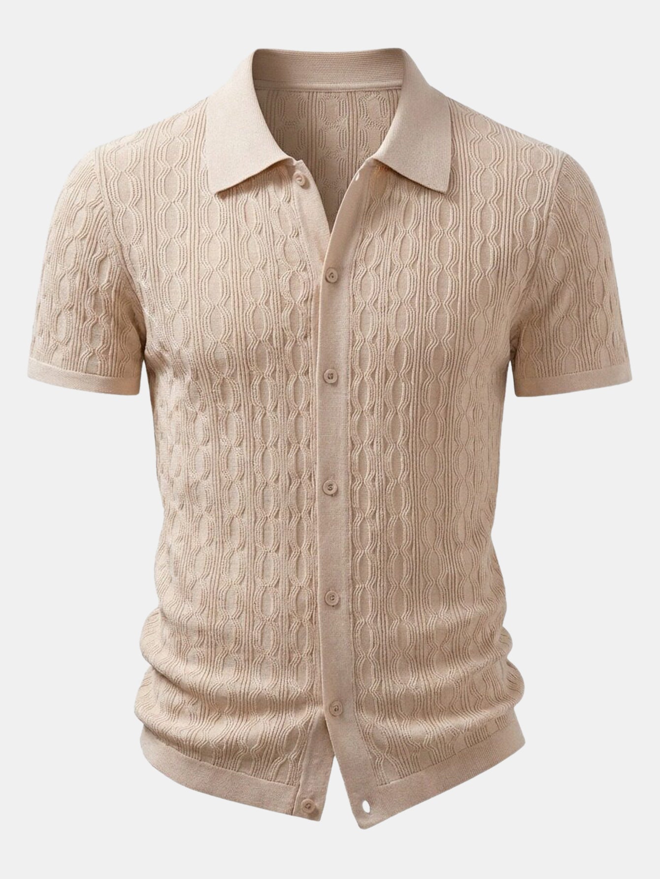 Twisted Jacquard Knit Shirt & Slim Fit Tapered Trousers