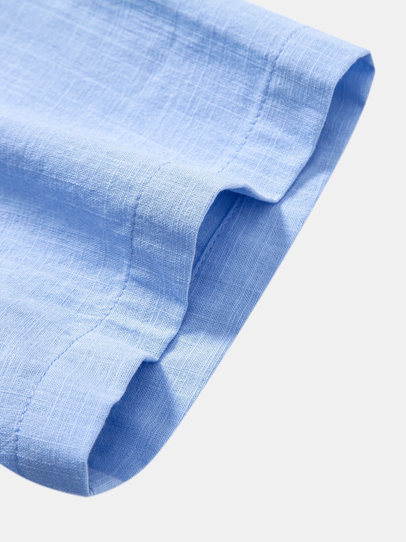 Short Sleeve Linen Look Stand Collar Shirt & Crinkle Textured Drawstring 5" Shorts