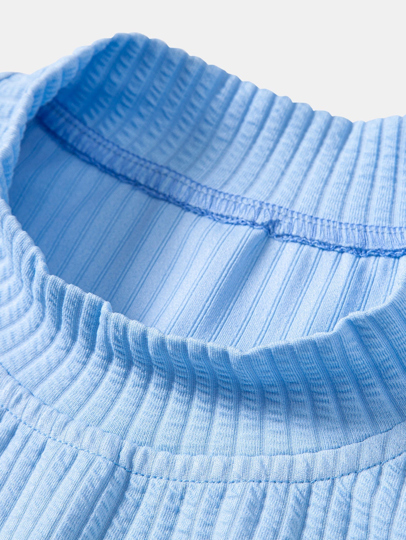 Ribbed Mock Neck T-Shirt & Drawstring Ribbed Shorts
