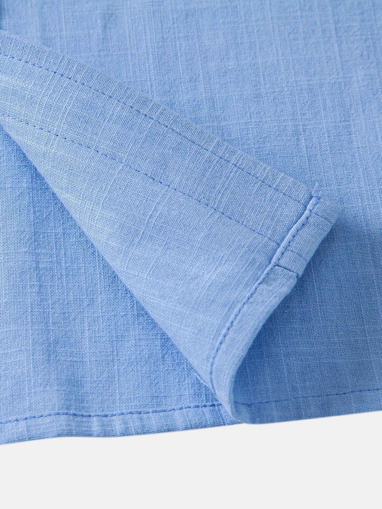 Short Sleeve Linen Look Button Up Shirt & Crinkle Textured Straight Leg Pants