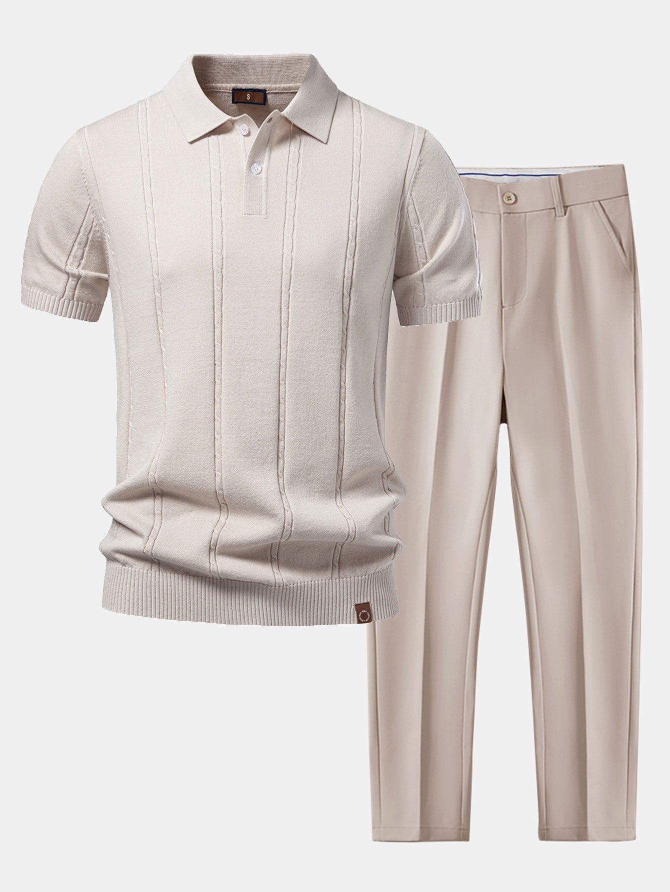 Twist Knit Polo & Slim Fit Tapered Trousers