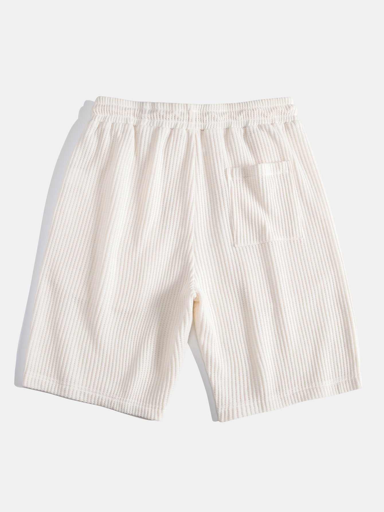 Waffle Ribbed Hem T-Shirt & Drawstring Knit Waffle Shorts