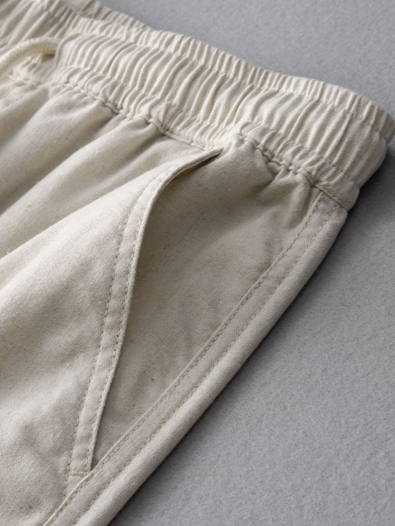 Stripe Waffle Johnny Collar Polo & Straight Leg Linen Pants
