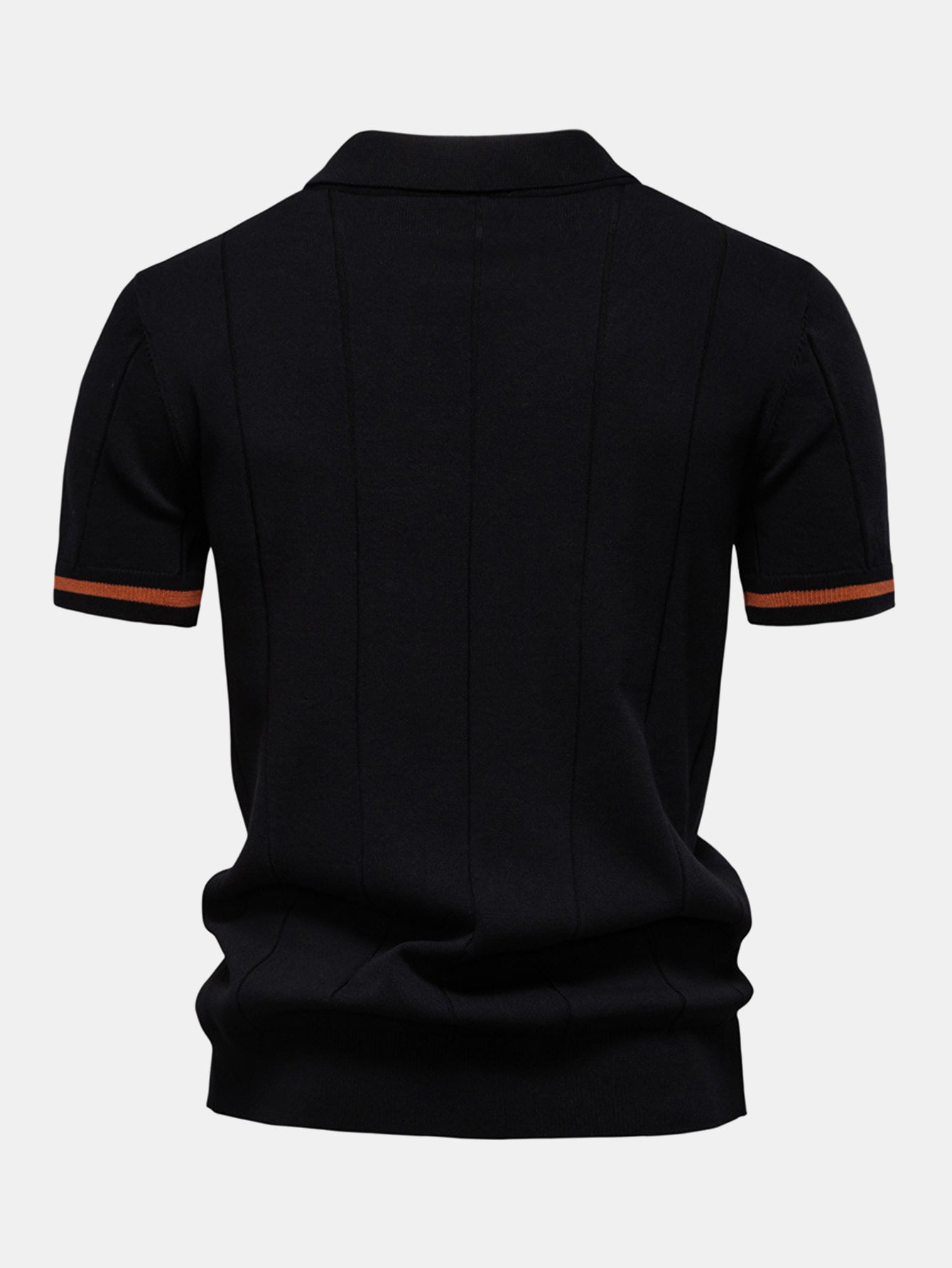 Contrast Trim Zipper Knit Polo Shirt & Elastic Waist Chino Shorts