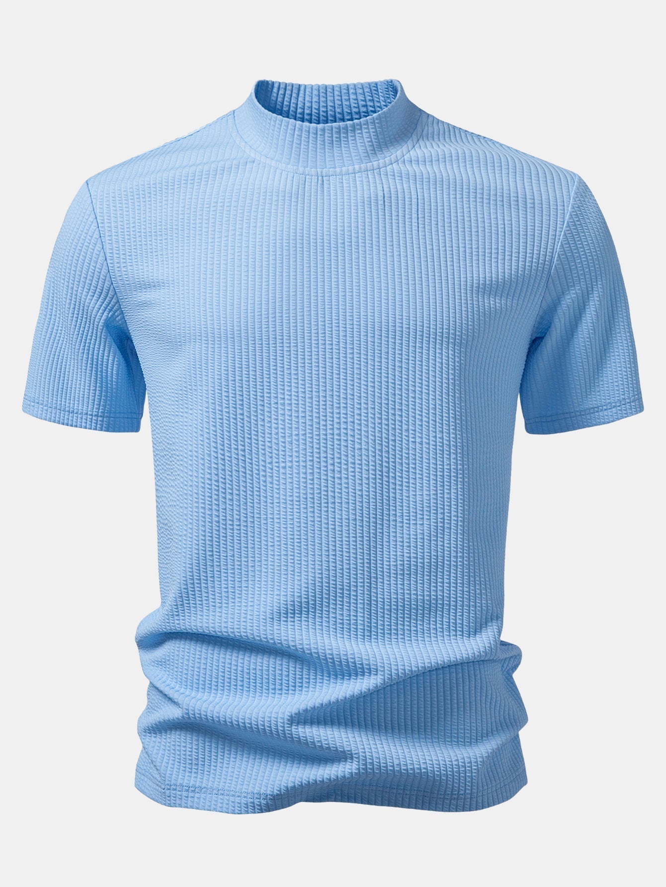 Ribbed  Mock Neck T-Shirt & Drawstring Ribbed Shorts