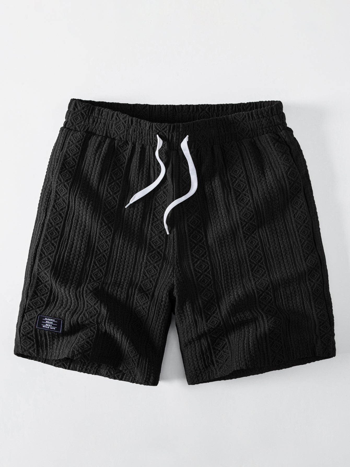 Geometry Jacquard Button Up Shirt & Drawstring 8" Shorts Set