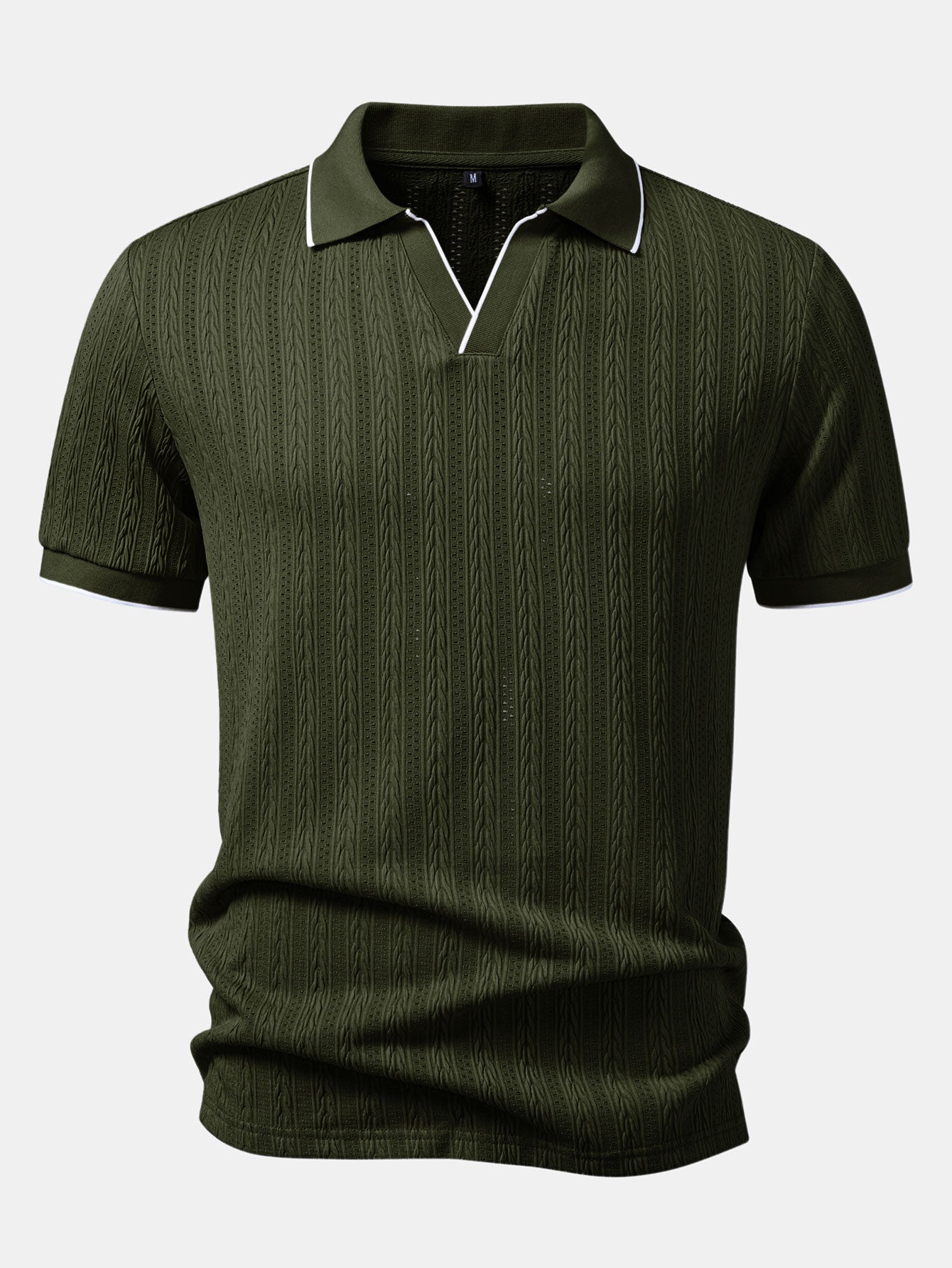 Geometric Jacquard Johnny Collar Polo & Slim Fit Tapered Trousers