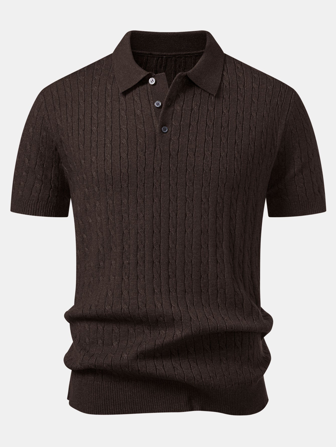 Twisted Jacquard Knit Polo & Elastic Waist Straight Leg Trousers
