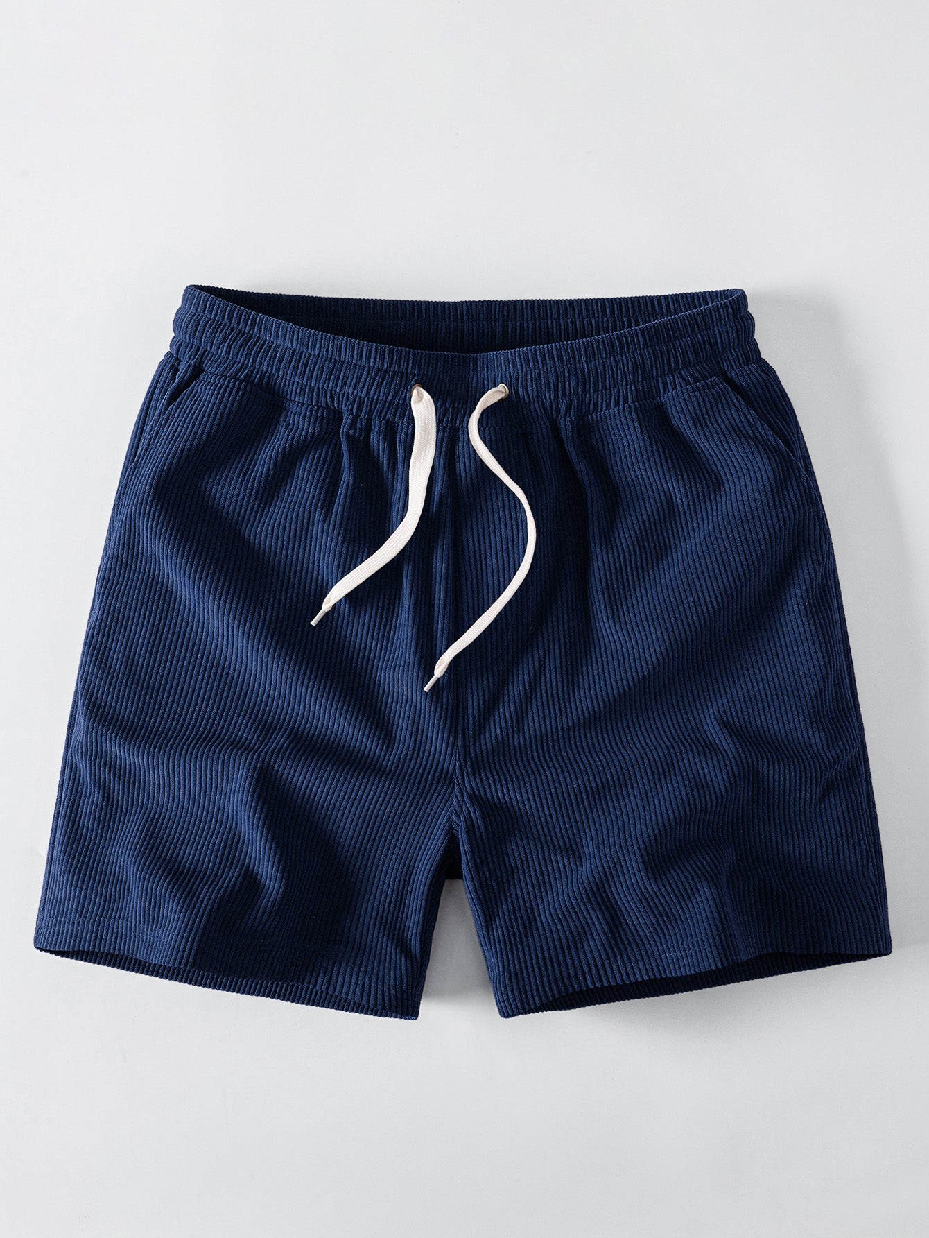 Pink Panther With V Sign Print Contrast Ringer T-Shirt & 5" Drawstring  Corduroy Shorts