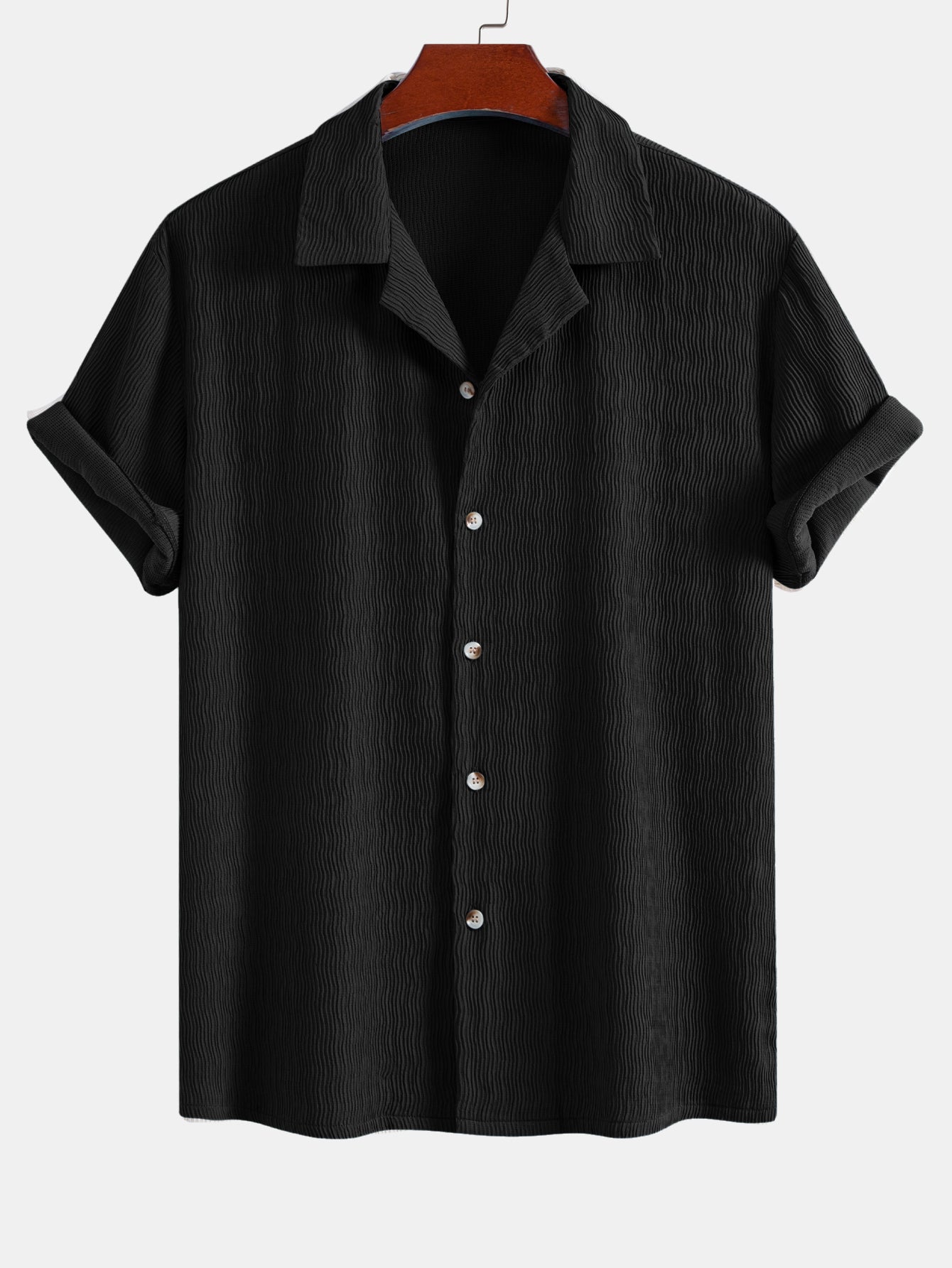 Textured Seersucker Short Sleeve Shirt & Drawstring 6“ Shorts Set