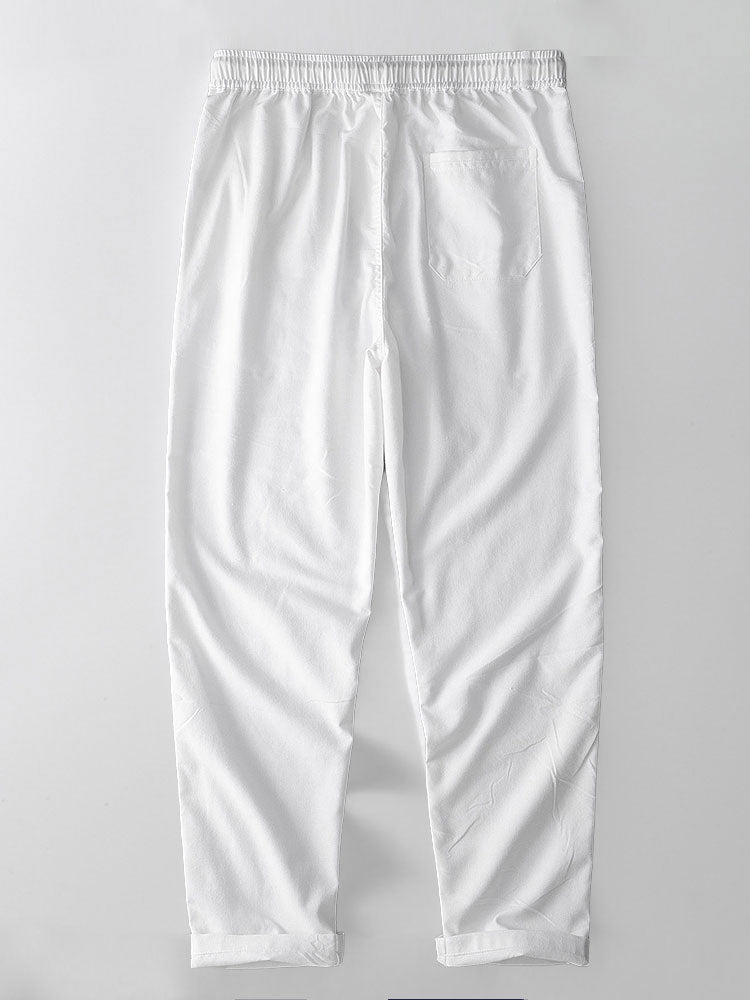 Linen Look Stripe Cuban Shirt & Straight Leg Linen Pants