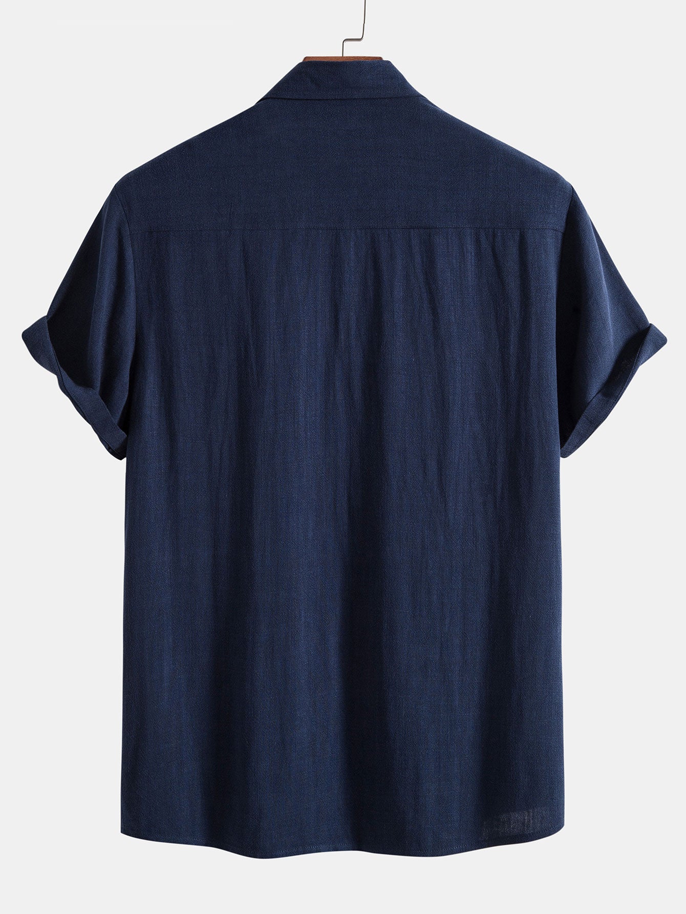 Linen Rayon Blend Button Up Shirt & Linen Blend Drawstring 7" Shorts
