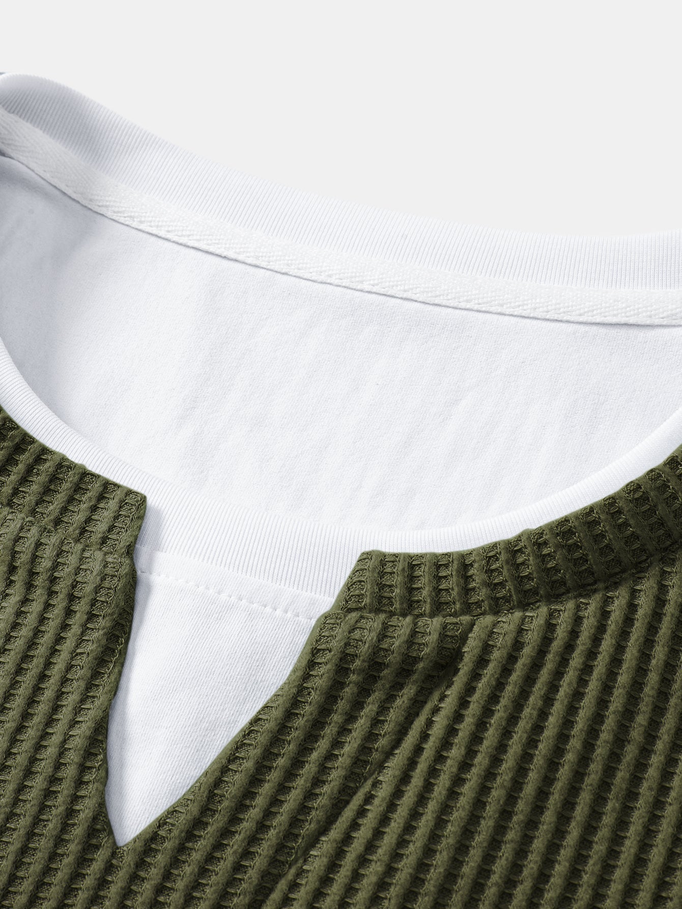 Relax Fit Waffle 2 In 1 Notched Collar T-Shirt & Drawstring Knitted Waffle Pants