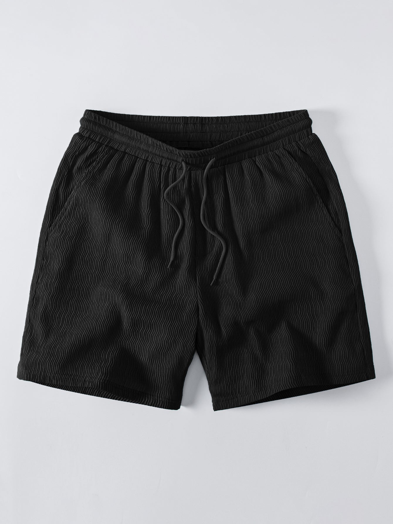 Textured Seersucker Short Sleeve Shirt & Drawstring 6“ Shorts Set