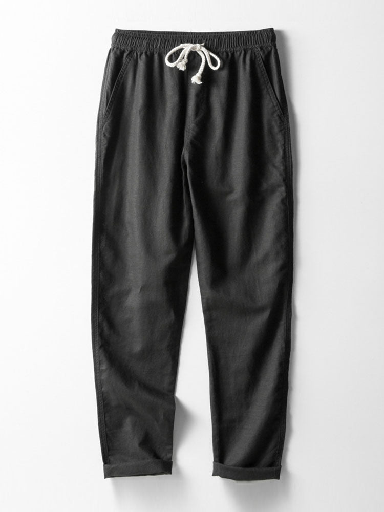 Geometry Rhombus Jacquard Button Up Shirt & Straight Leg Linen Pants