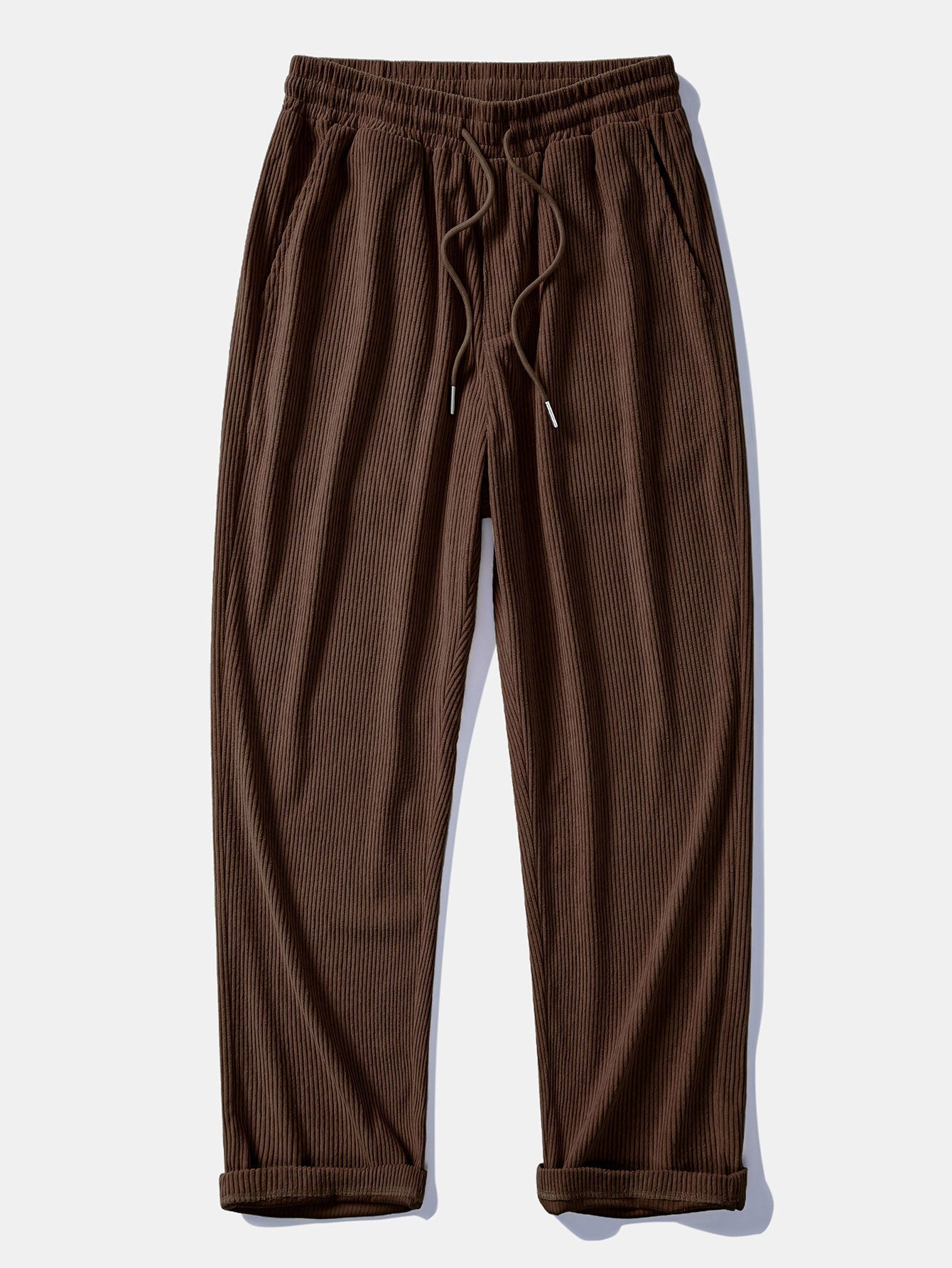 Relax Fit Contrast Corduroy Polo Collar Sweatshirt & Straight Leg Corduroy Pants