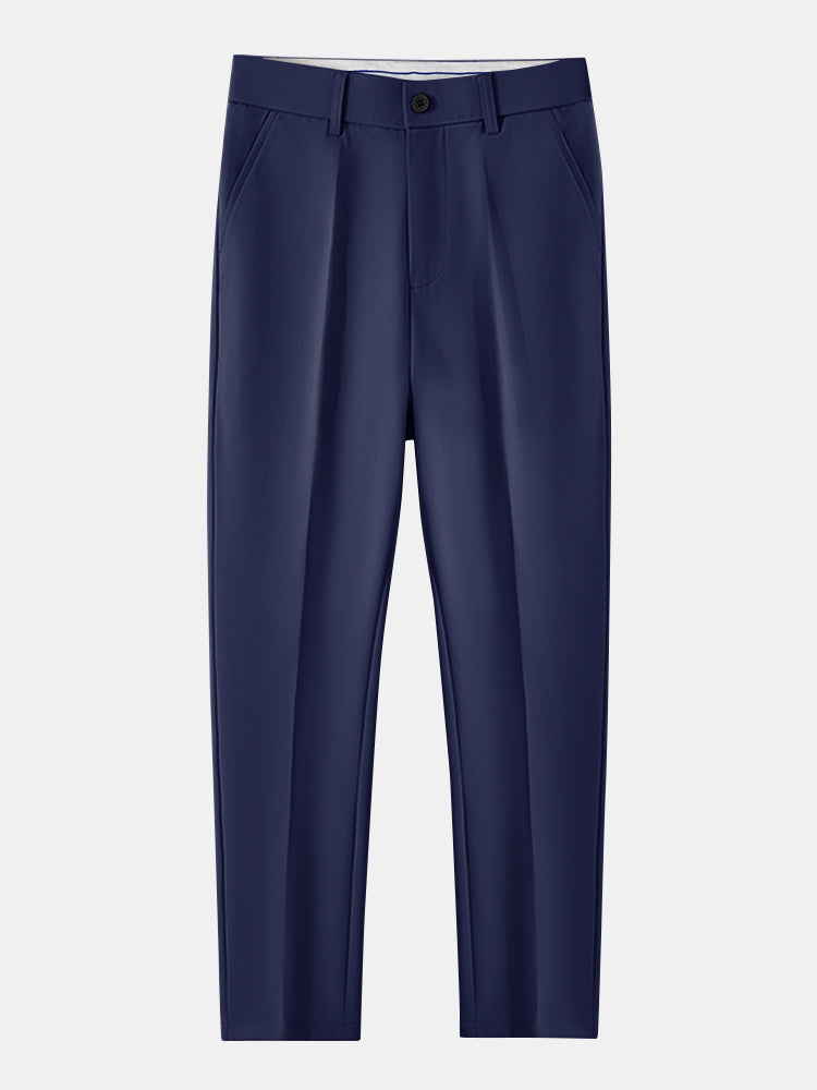 Stripe Button Up Knit Shirt & Slim Fit Tapered Trousers