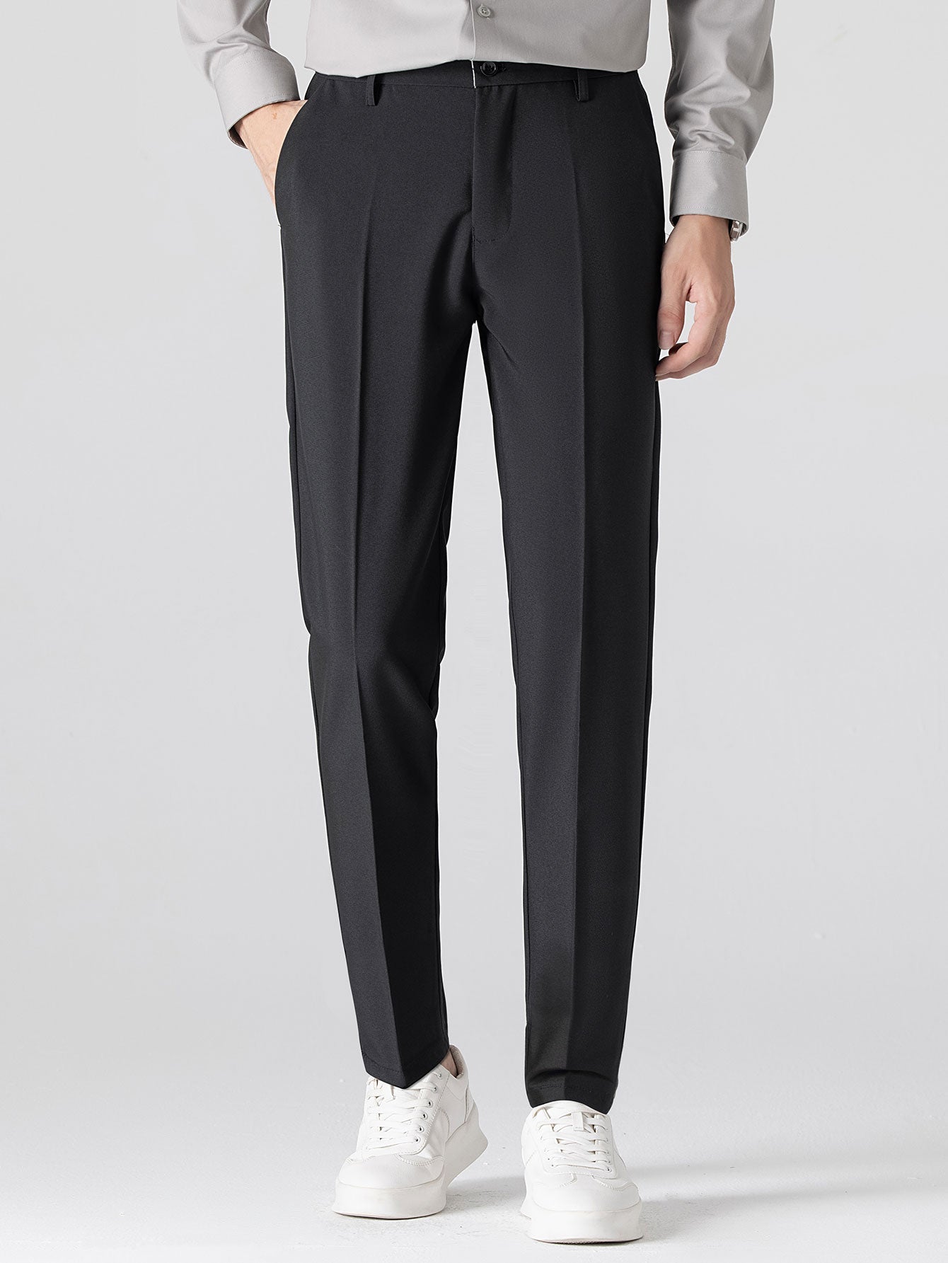 Contrast Stripe Trim Waffle Knit Polo & Slim Fit Tapered Trousers