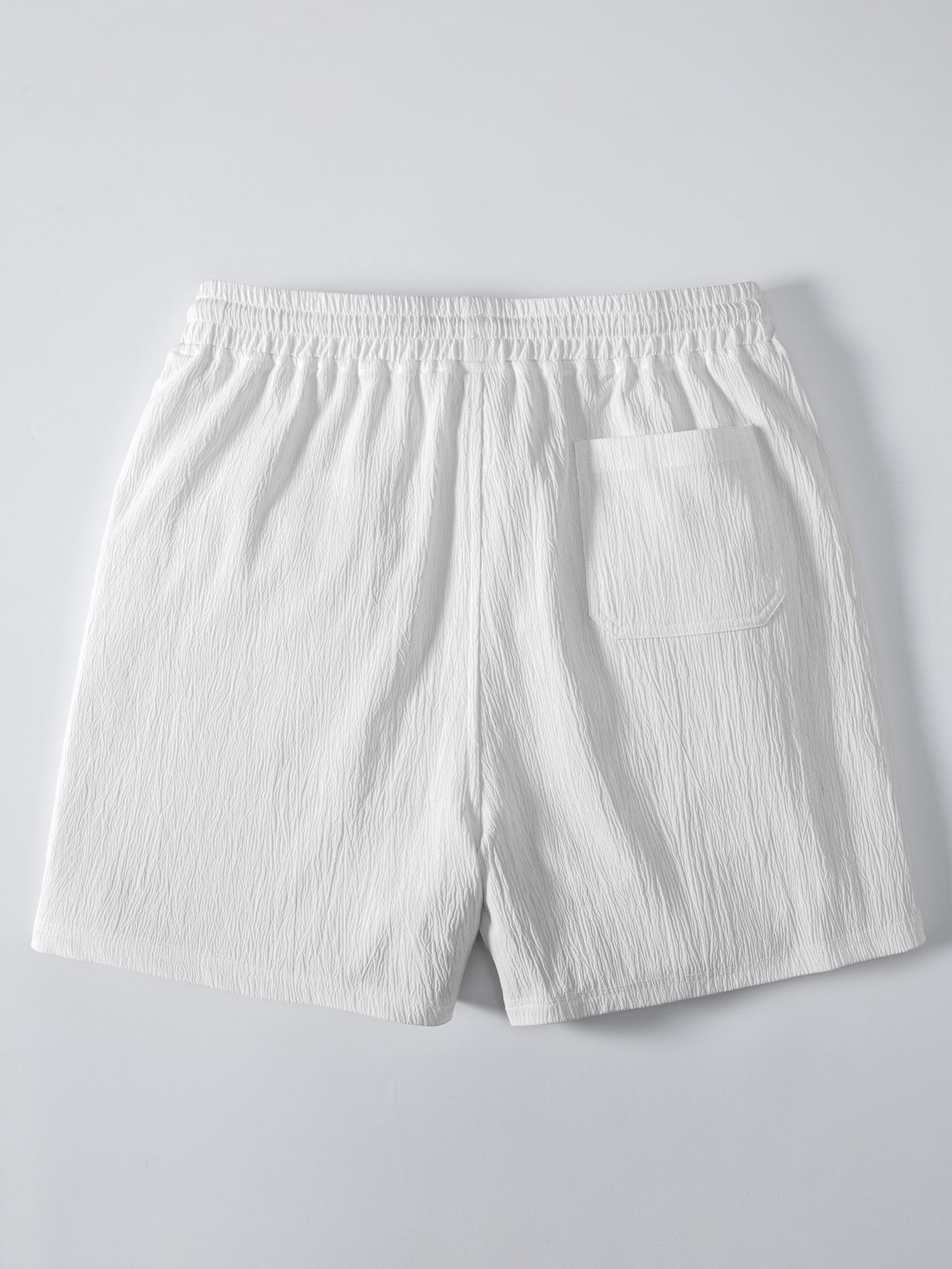 Crinkled Textured Shirt & Crinkle Textured Drawstring 5" Shorts