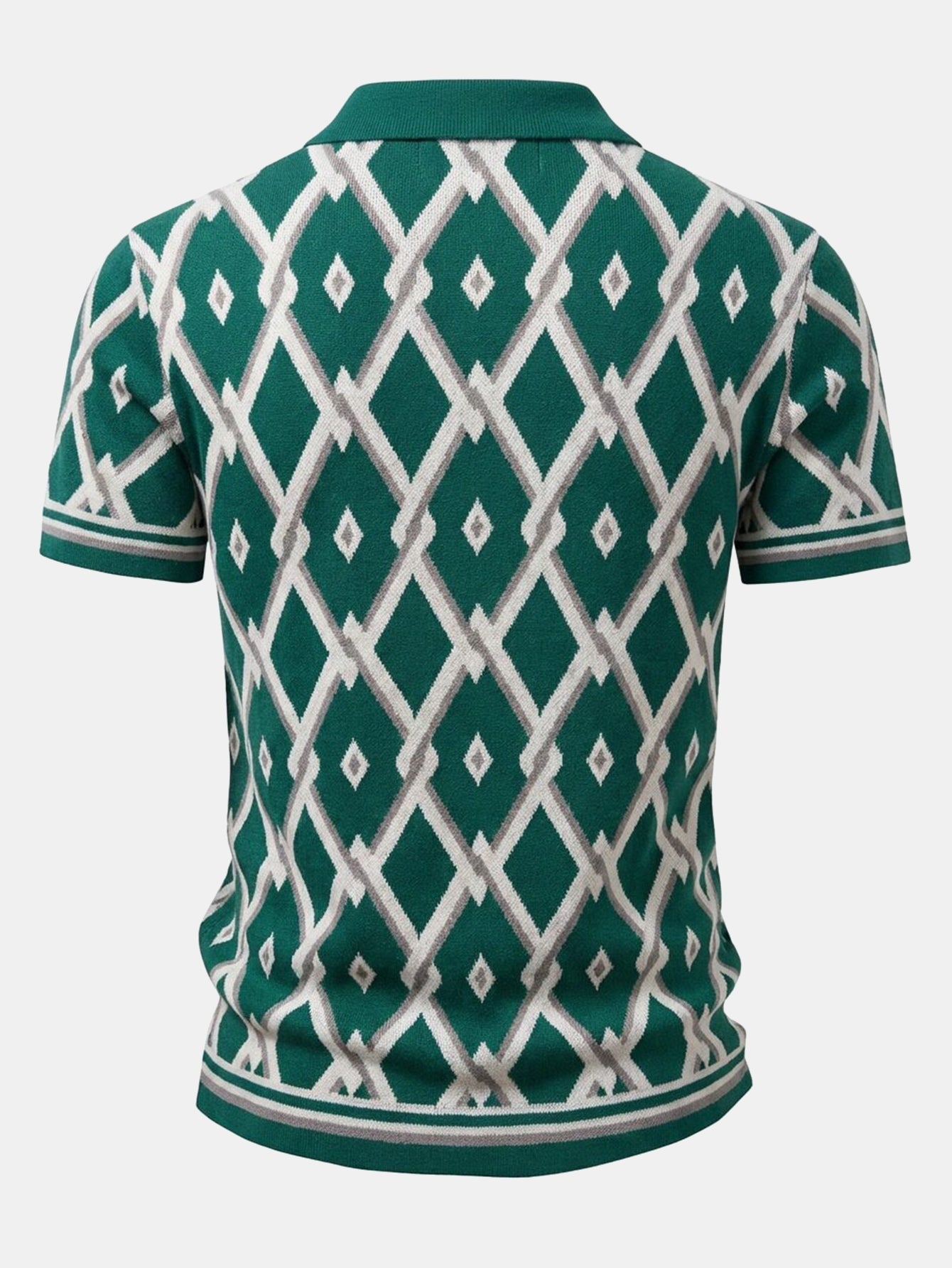 Retro Rhombus Geometric Knit Shirt & Slim Fit Tapered Trousers