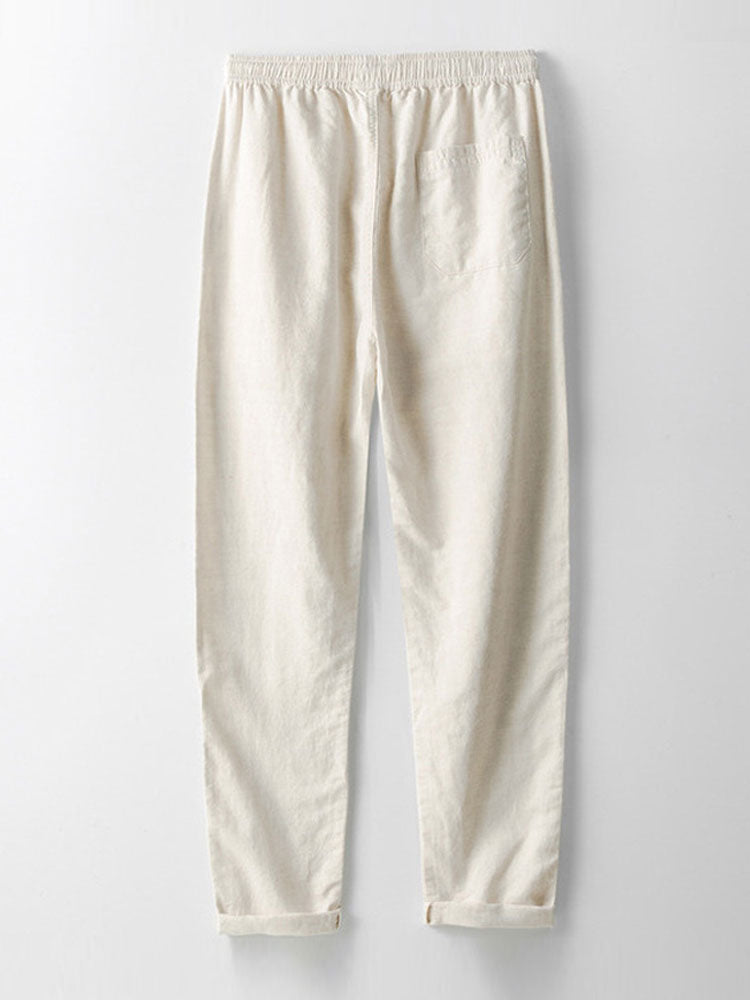 Stripe Linen Look Button Up Shirt & Straight Leg Linen Pants