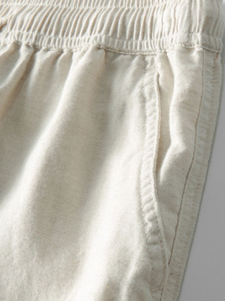 Geometric Jacquard Cuban Collar Shirt & Straight Leg Linen Pants