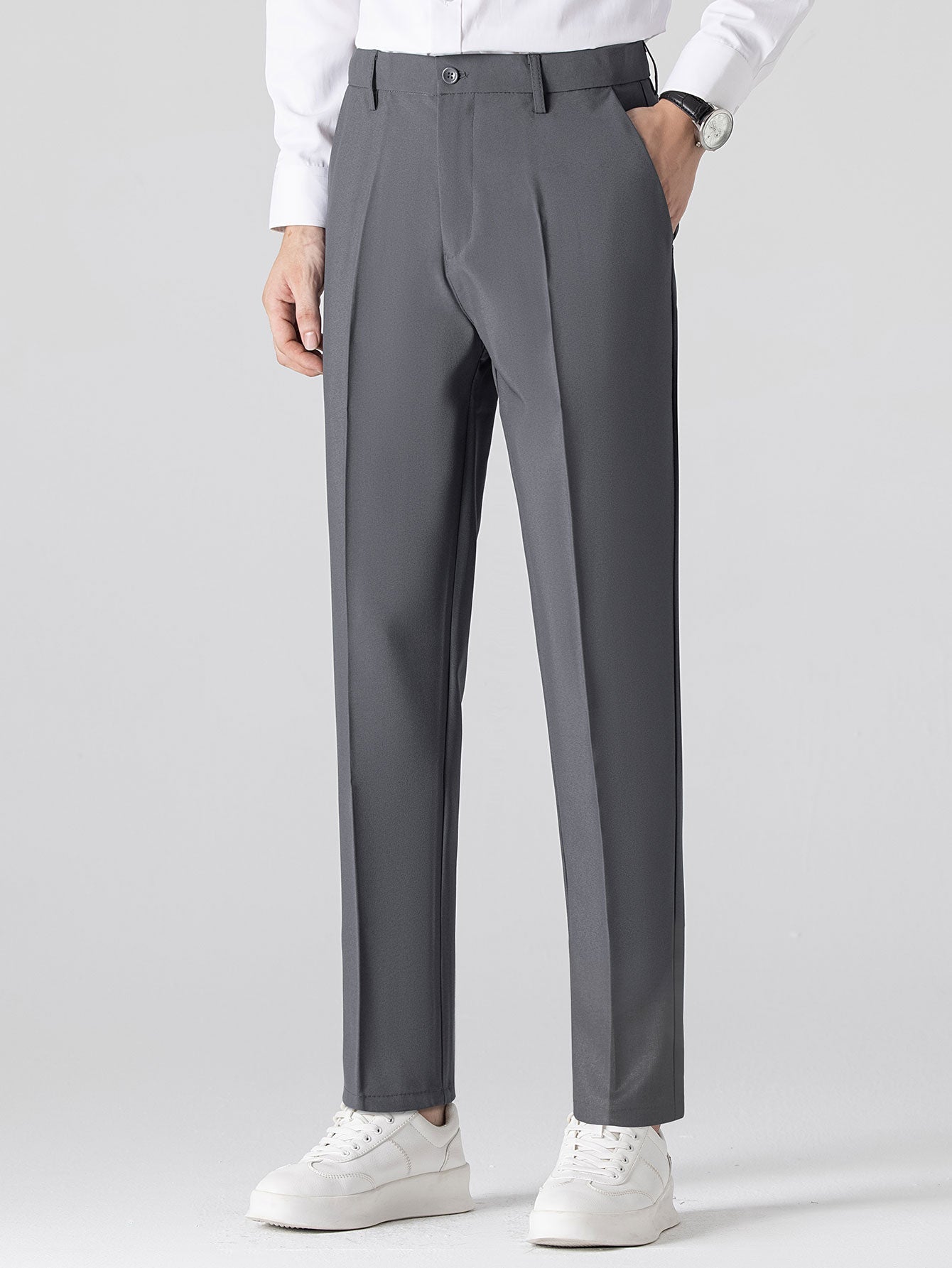 Textured Contrast Crew Neck Knit T-Shirt & Slim Fit Tapered Trousers
