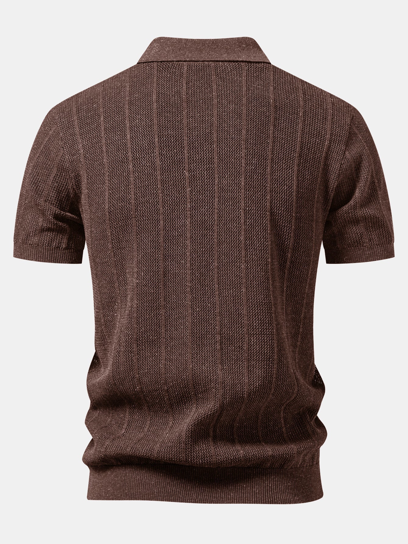Linen Stripe Open Knit Polo & Straight Leg Linen Pants